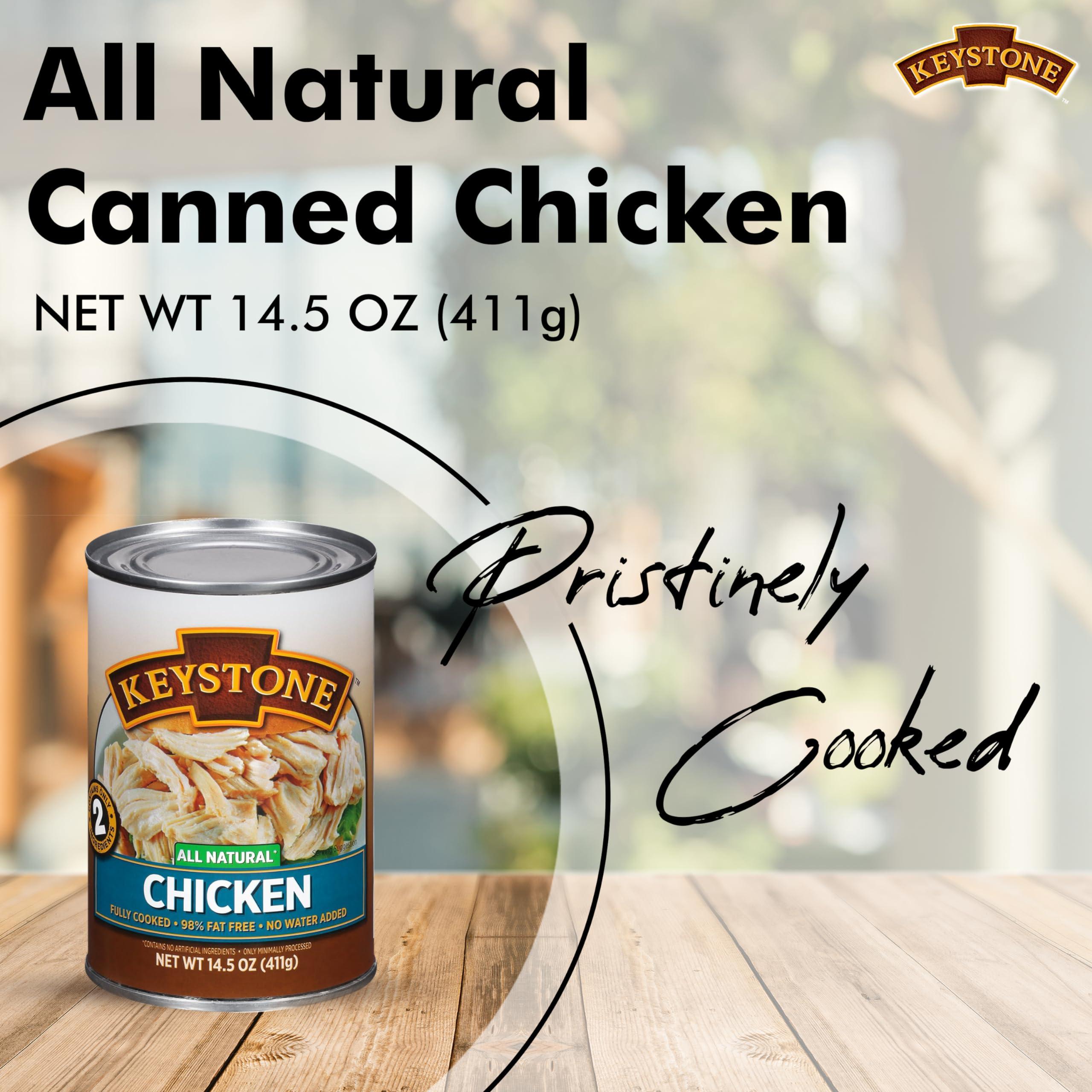 Keystone Meats Keystone All Natural Premium Canned Chicken 14.5 Oz Fully Cooked | No Water Added | Ready to Meat | Quick Meals Emergency Survival Food Canned Meat Pack of 1