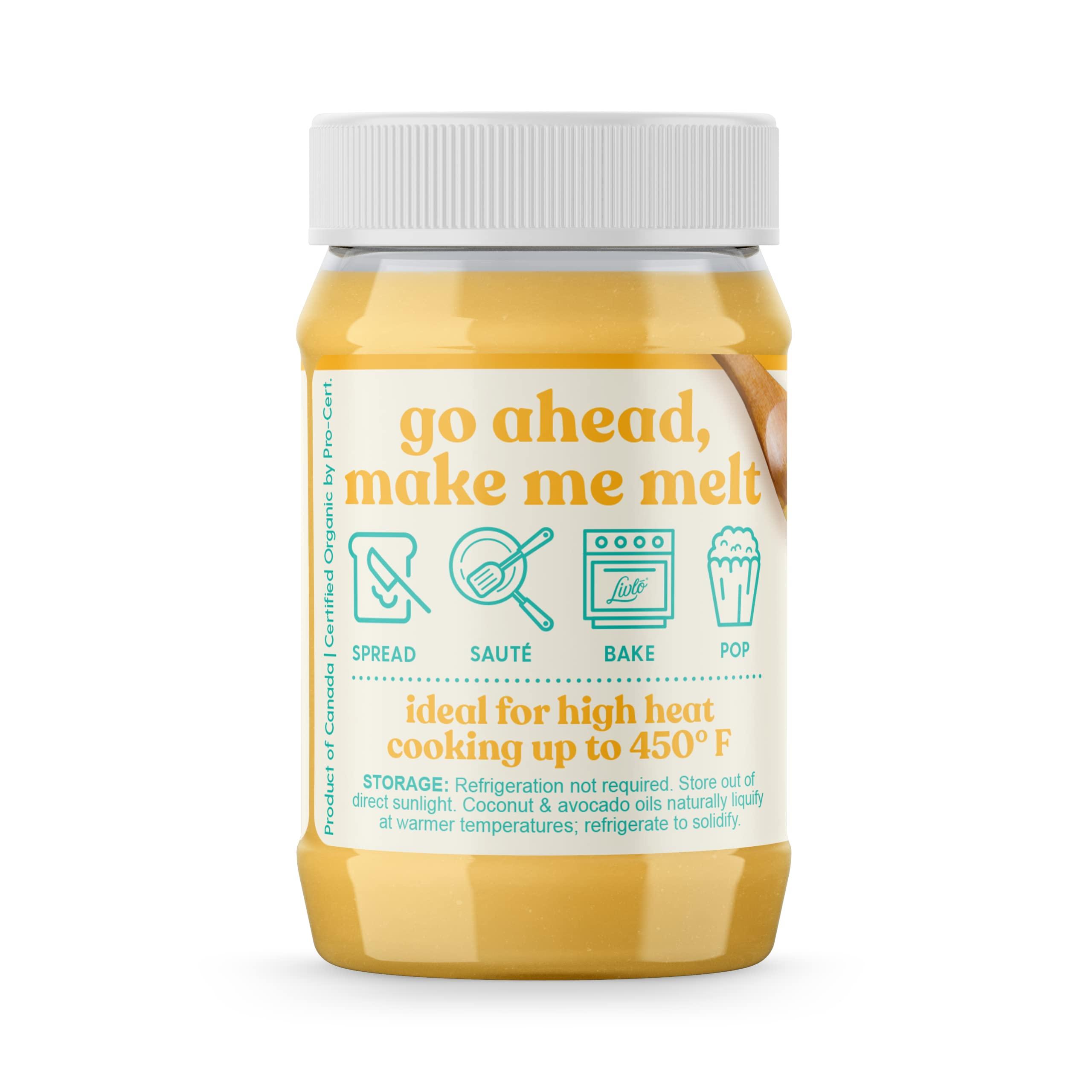 LIVLO Livlo Organic Vegan Ghee - Plant Based Butter - No Refrigeration Necessary - Dairy, Soy Free, and Gluten Free Substitute to Ghee and Butter - 14 oz.