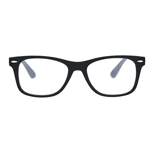 SA106 Matte Rubberized Hipster Horn Rim Spring Hinge Reading Glasses Black +1.25