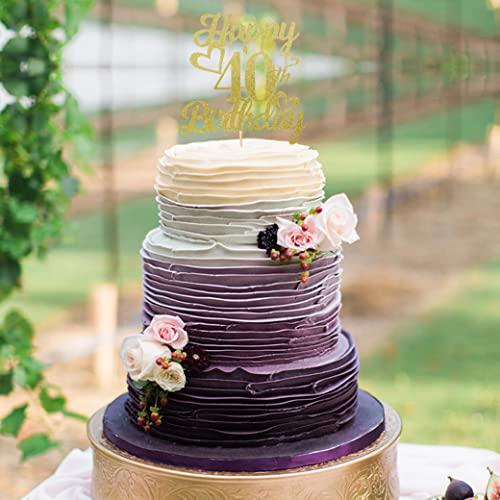 YOUAME YOUAME Happy 40th Birthday Cake Topper - Birthday Cake Topper Decorations, birthday Cake Smash photo booth props, Glitter cake decorating supplies.