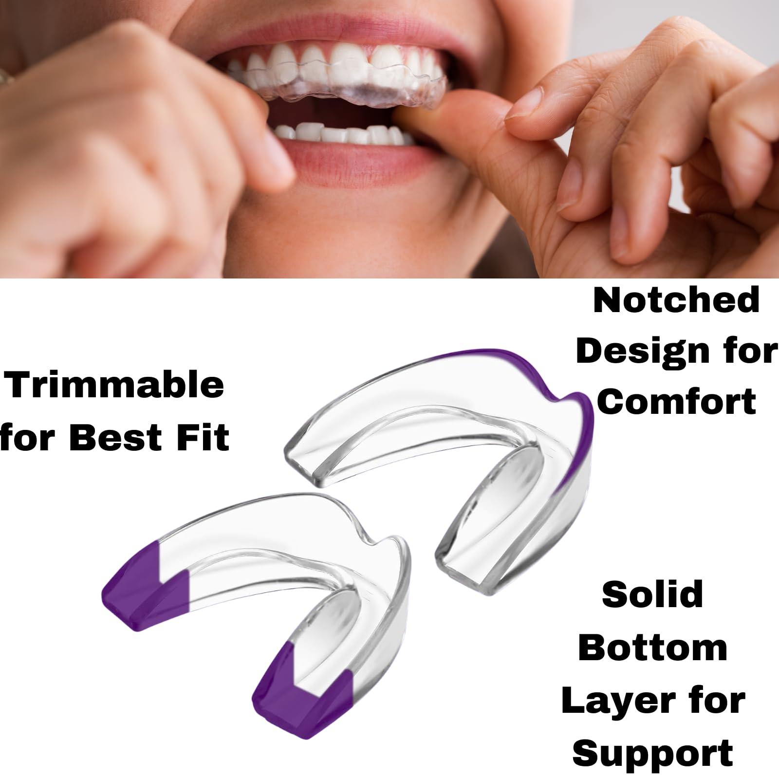 Lumeeno Mouth Guard for Grinding Teeth at Night Guards for Teeth Grinding 8-Pack (2 Sizes) and 2 Travel Cases Trimmable Design Hot Water Fit Mouthguard for Tooth Protection