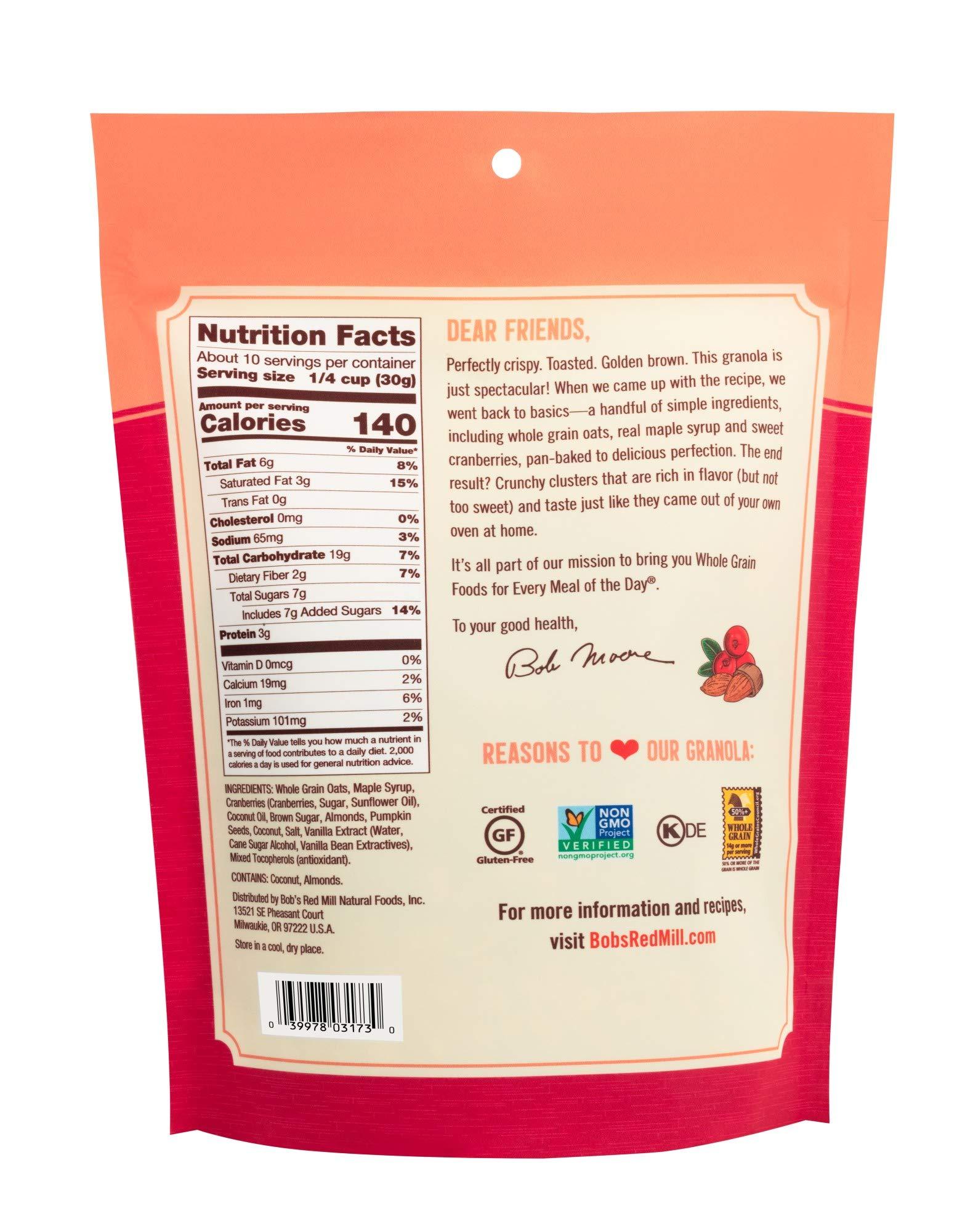 Bob's Red Mill Bobs Red Mill Cranberry Almond Homestyle Granola, 11 Ounce Bag (Pack of 1), Certified Gluten Free, Non-GMO, Whole Grain