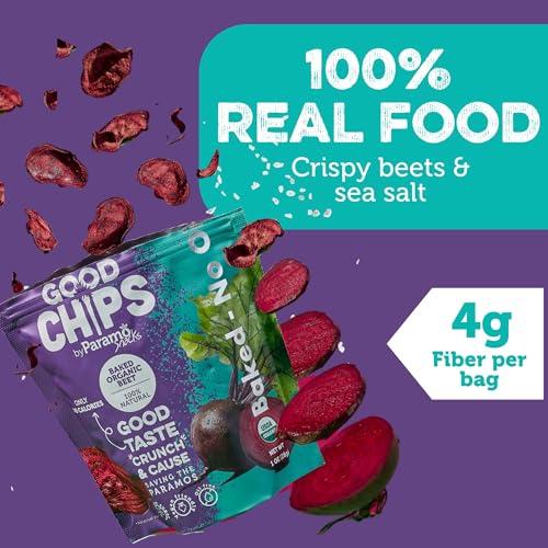 Good Chips by Paramo Snacks Baked Organic Beet Chips by GOOD CHIPS! 100% Natural, Oil Free, Only Two Ingredients: Organic Beets and Sea Salt. 1 oz Bags, Pack of 8
