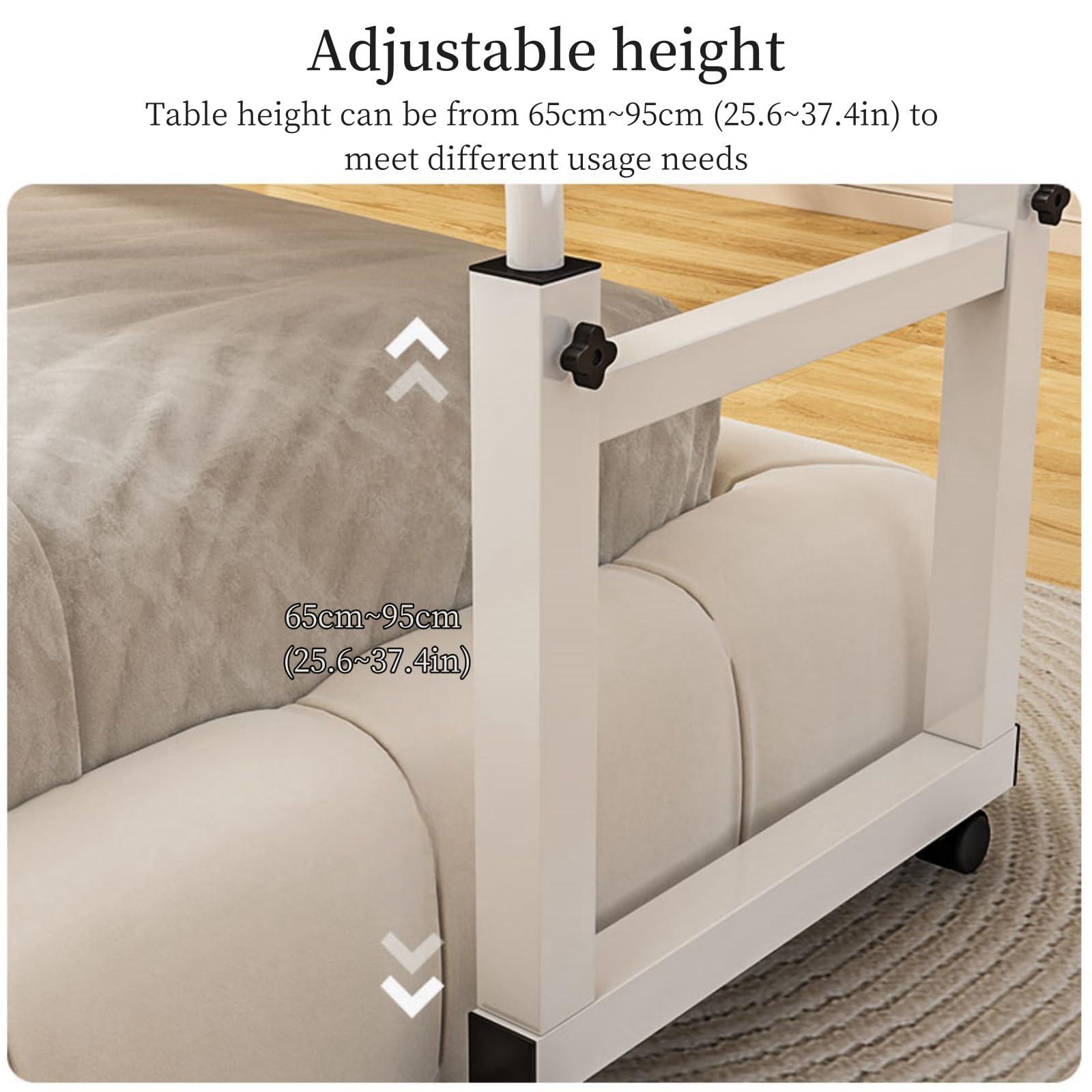 ZAIHW Overbed Table with Wheels - Adjustable Height Computer Desk for Bed