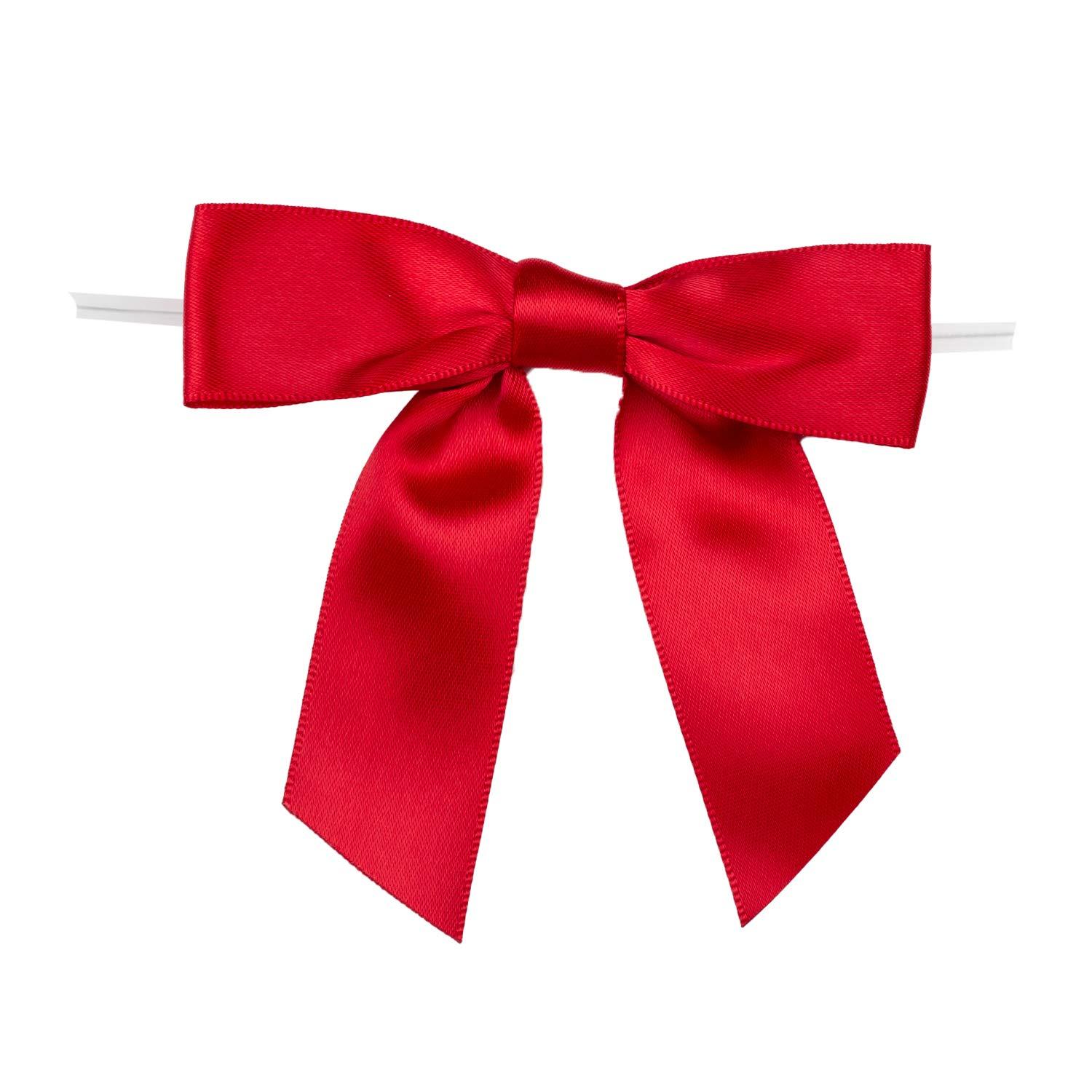 7Rainbows 7Rainbows 30pcs Boutique 3.5\" Red Satin Ribbon Twist Tie Bows for Tying Up Packages Gift Wrapping