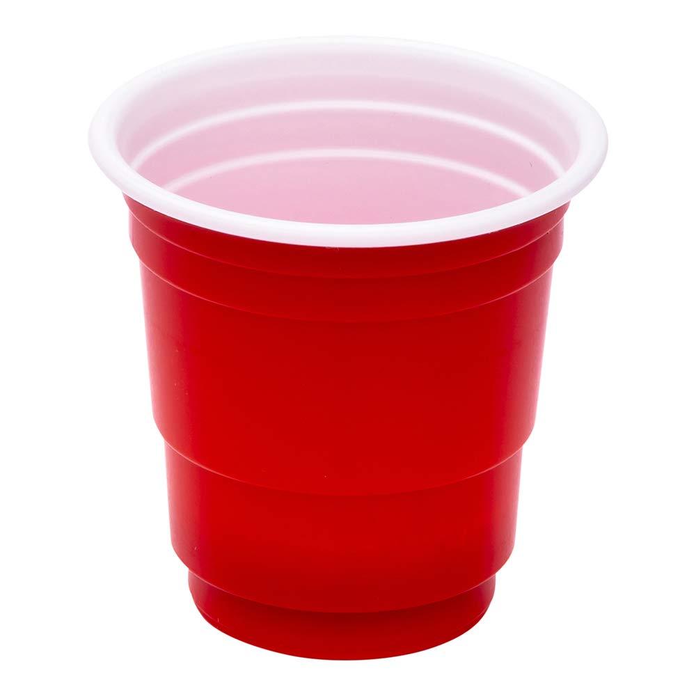 Restaurantware Restaurantware RW Base 2 Ounce Party Cups 25 Disposable Glasses - Durable Lightweight Red Plastic Shot Glasses Serve Snacks Condiments Or Samples