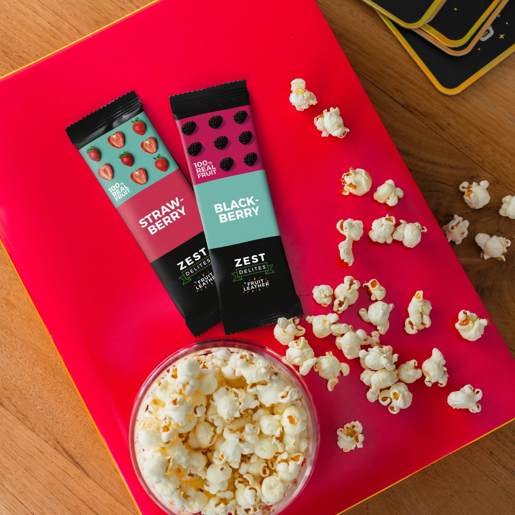 ZEST Delites Dried Fruit Bars by Zest Delites, Fruit Leather, Fruit Strips, Healthy Snacks Pack for Adults, Fruit Snacks, Lavashak, Apple-Based, Blackberry, Strawberry, 0.88 oz x 10