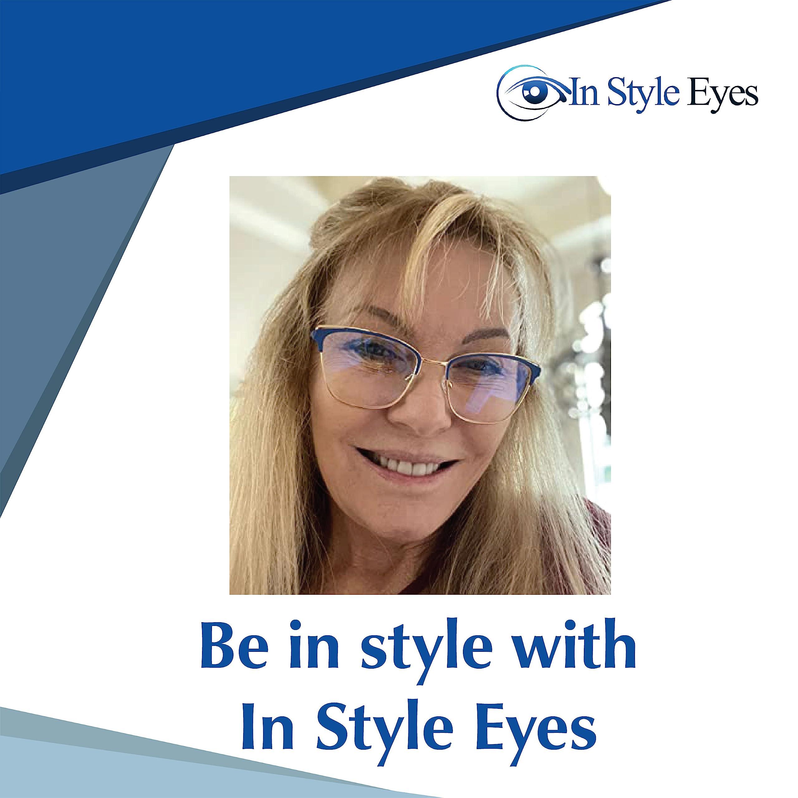 In Style Eyes In Style Eyes Blue Light Blocking Computer Reading Glasses - Classic Browline Frame Reader Glasses with Aspheric Lens - Blue - 1.0x