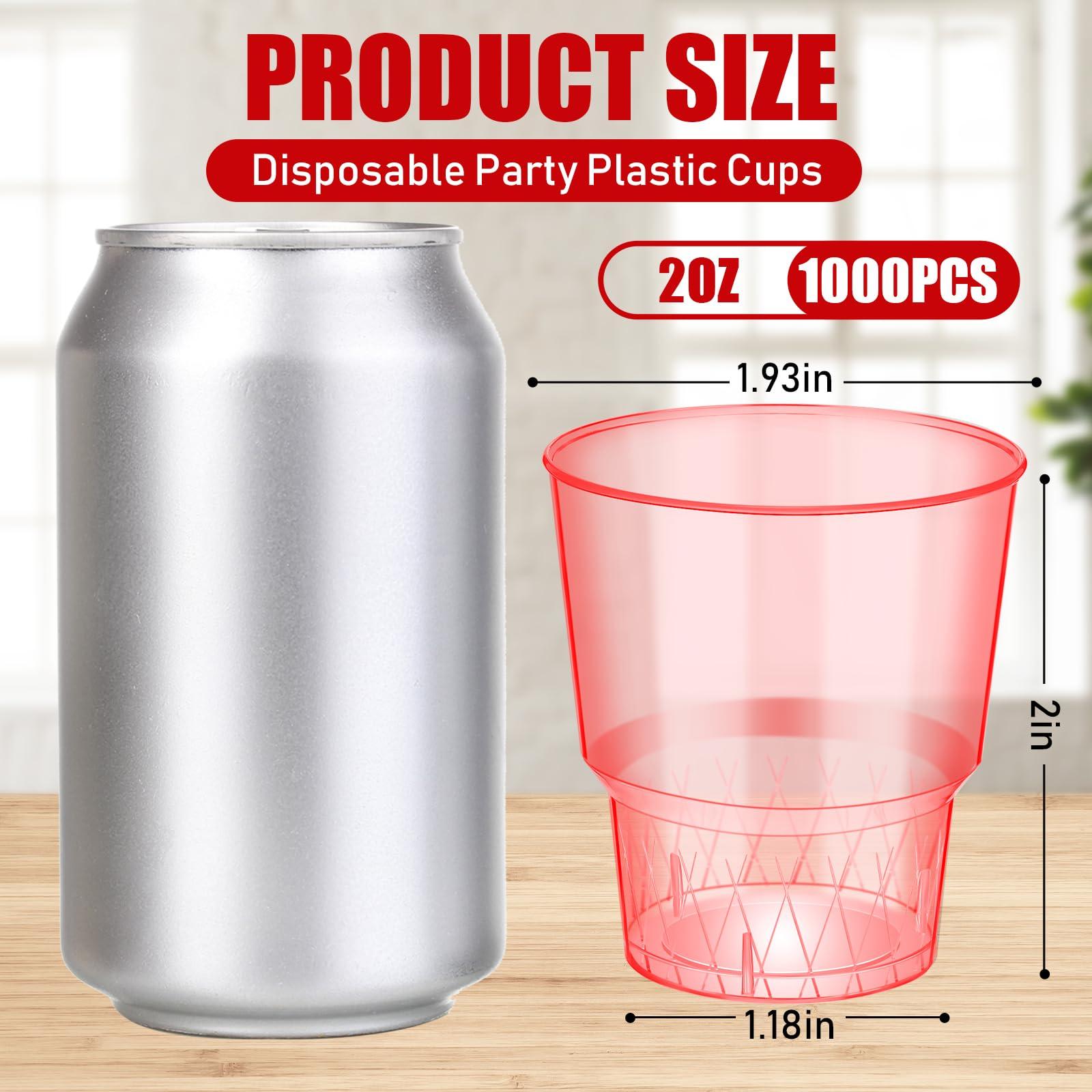 Yungyan Yungyan 1000 Pcs Shot Glasses, 2oz Clear Plastic Disposable Hard Cups, Mini Party Shot Cups Container for Sauce, Sample Tasting, Cocktail, Whiskey, Wine Shots, Pudding