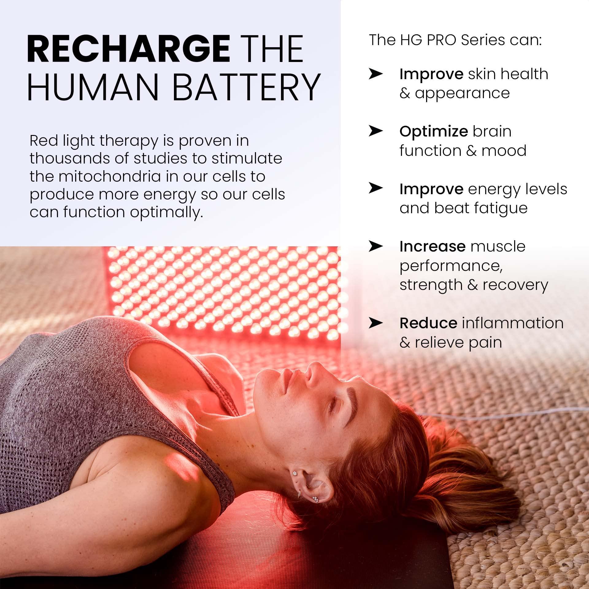 hooga Hooga Red Light Therapy Panel for Face and Body, Red Near Infrared 150 Dual Chip LEDs, Built in Timer, Clinical Grade, Flicker Free Device for Energy, Pain, Skin, Recovery, Performance.