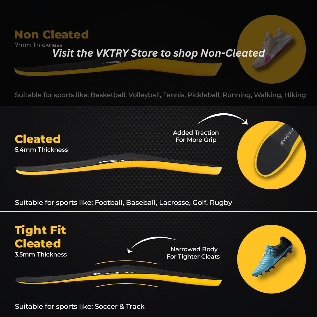 VKTRY VKTRY Gold Performance InsolesCustomized Carbon Fiber Inserts, Cleated ShoesFootball, Baseball, Softball, Lacrosse, Golf & MoreRun Faster, Jump Higher, Recover Quicker, Protect Against Injury