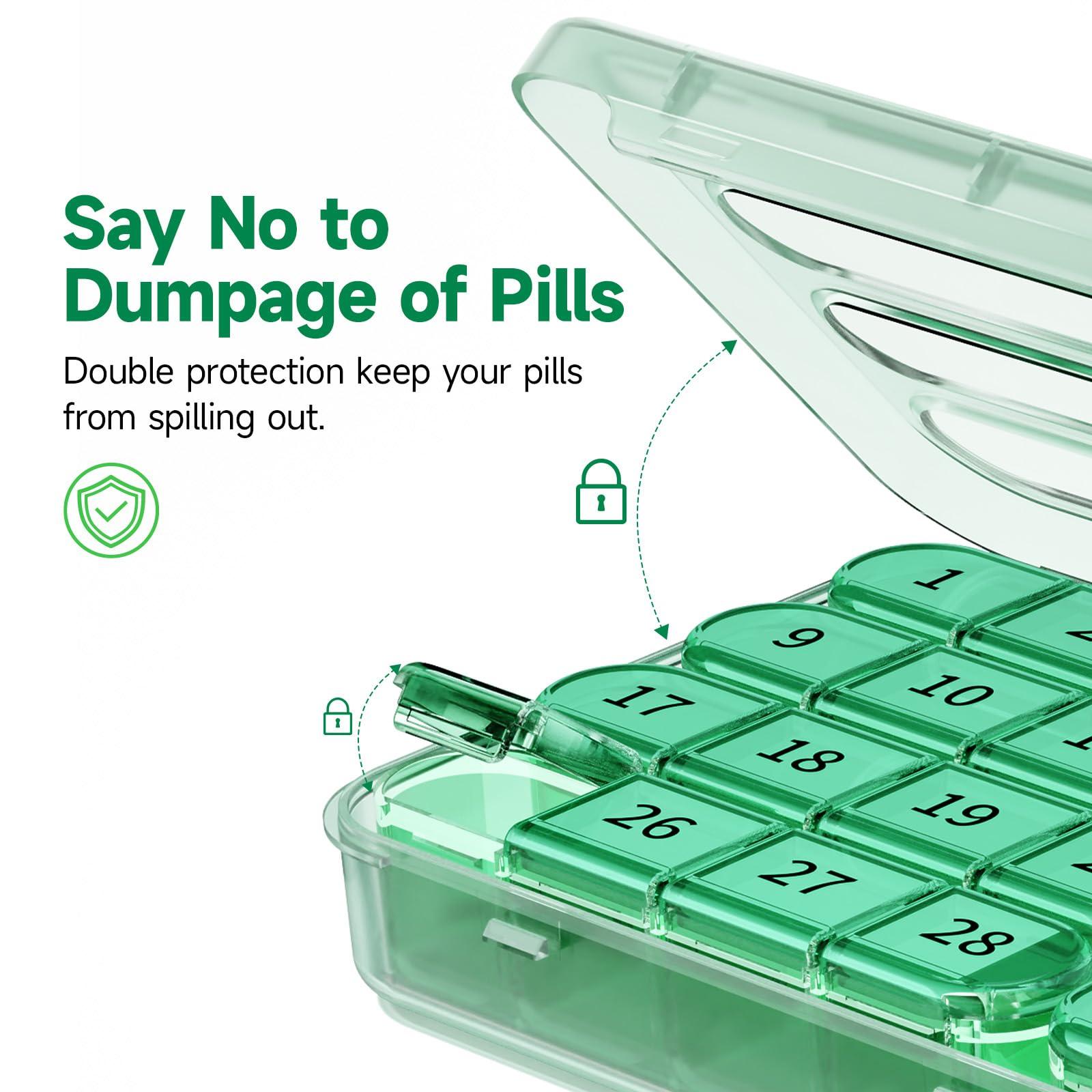 Zoksi Zoksi Monthly Pill Organizer 1 Time a Day, 30 Day Pill Box Organizer Once a Day, One Month Large Pill Case for Travel, 31 Day Daily Medcine Container for Vitamins, Supplement & Medication (Olive)