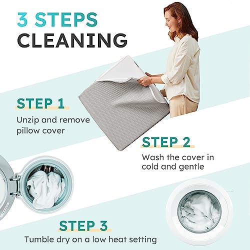 Bedluxe Bedluxe Wedge Pillow for Sleeping, 8 inch Elevated Support Bed Wedge Pillow, Breathable Triangle Pillow Wedge with Cooling Memory Foam Top - Removable Washable Cover, Grey