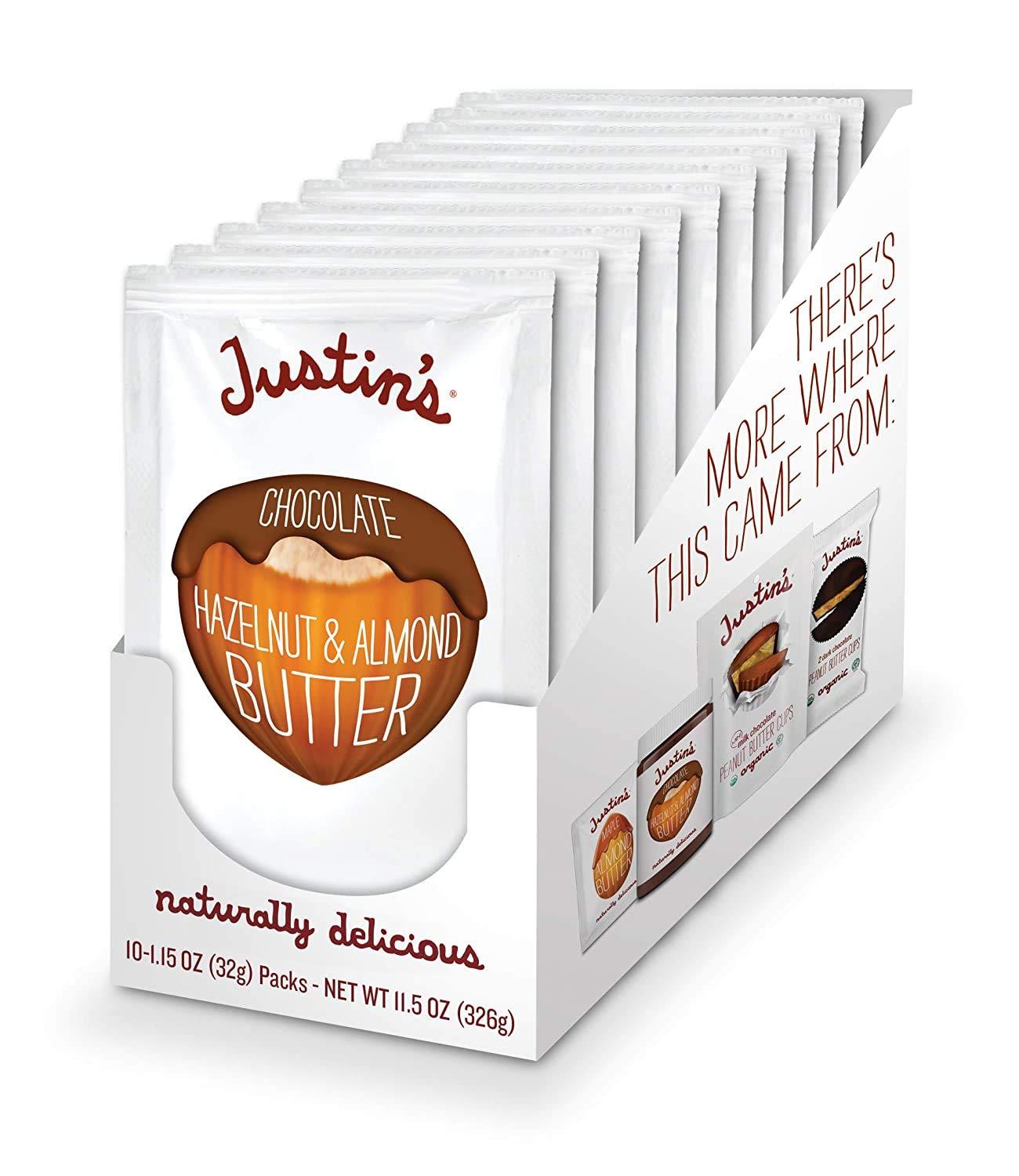 Justin's Nut Butter Justin\'s Chocolate Hazelnut & Almond Butter and Classic Peanut Butter Squeeze Pack Bundle (10 + 10 Pack)