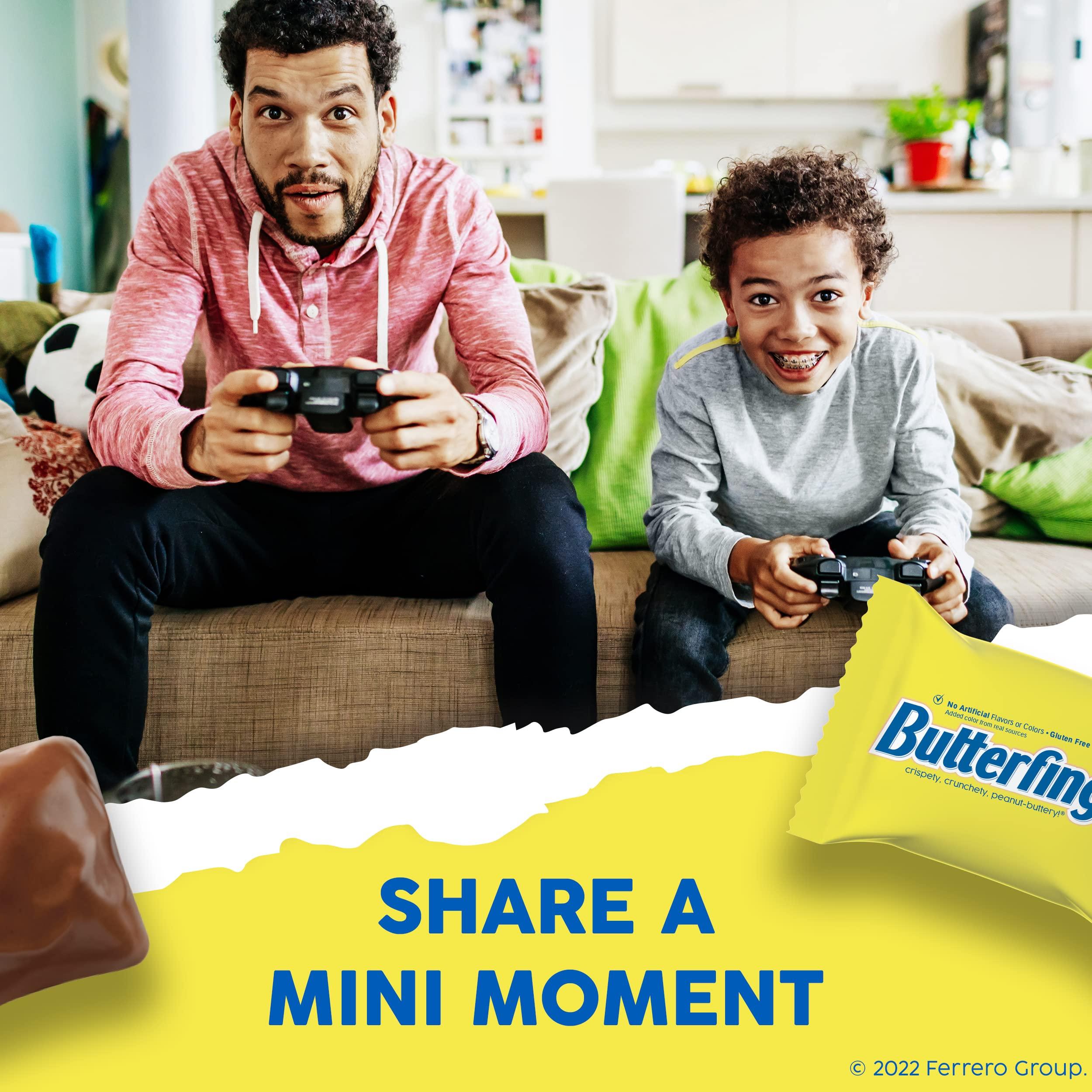 Butterfinger Butterfinger, 8 Pack, Chocolatey, Peanut-Buttery, Minis Candy Bars, Stocking Stuffers, Individually Wrapped, Resealable Share Size Bag, 9.8 oz