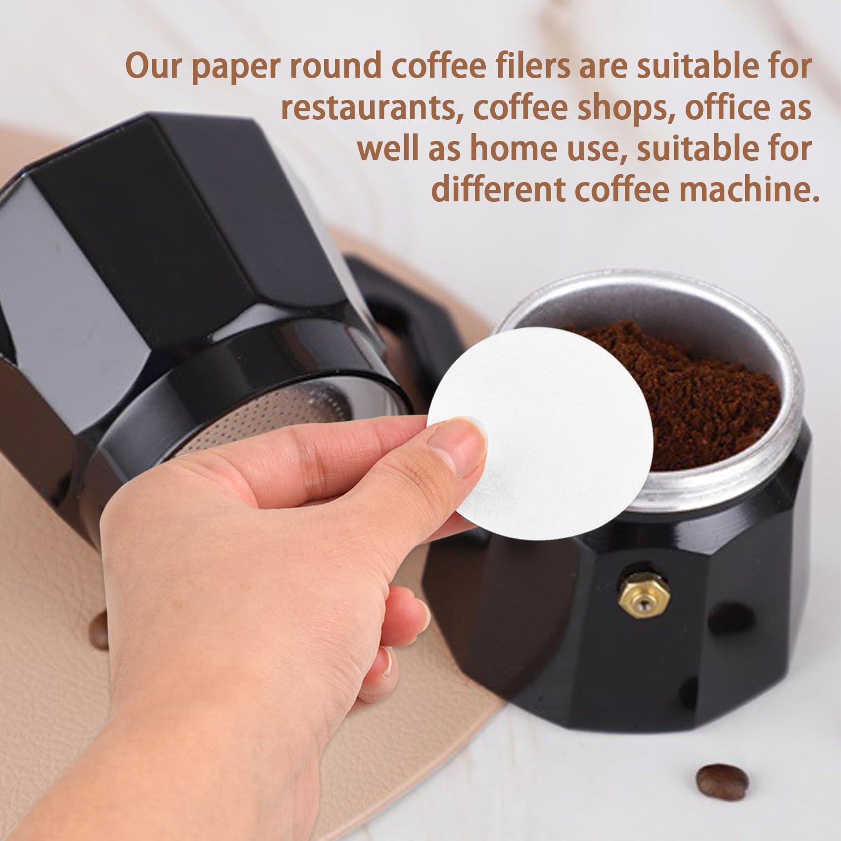 CEYAZYE 200 PCS Round Coffee Filter Paper, 56 mm Disposable Coffee Filters, Moka Coffee Pot Filter for Espresso Machine Portafilter Moka Pot, Quality Material Paper Fiber Heat Resistance for Coffee Mocha