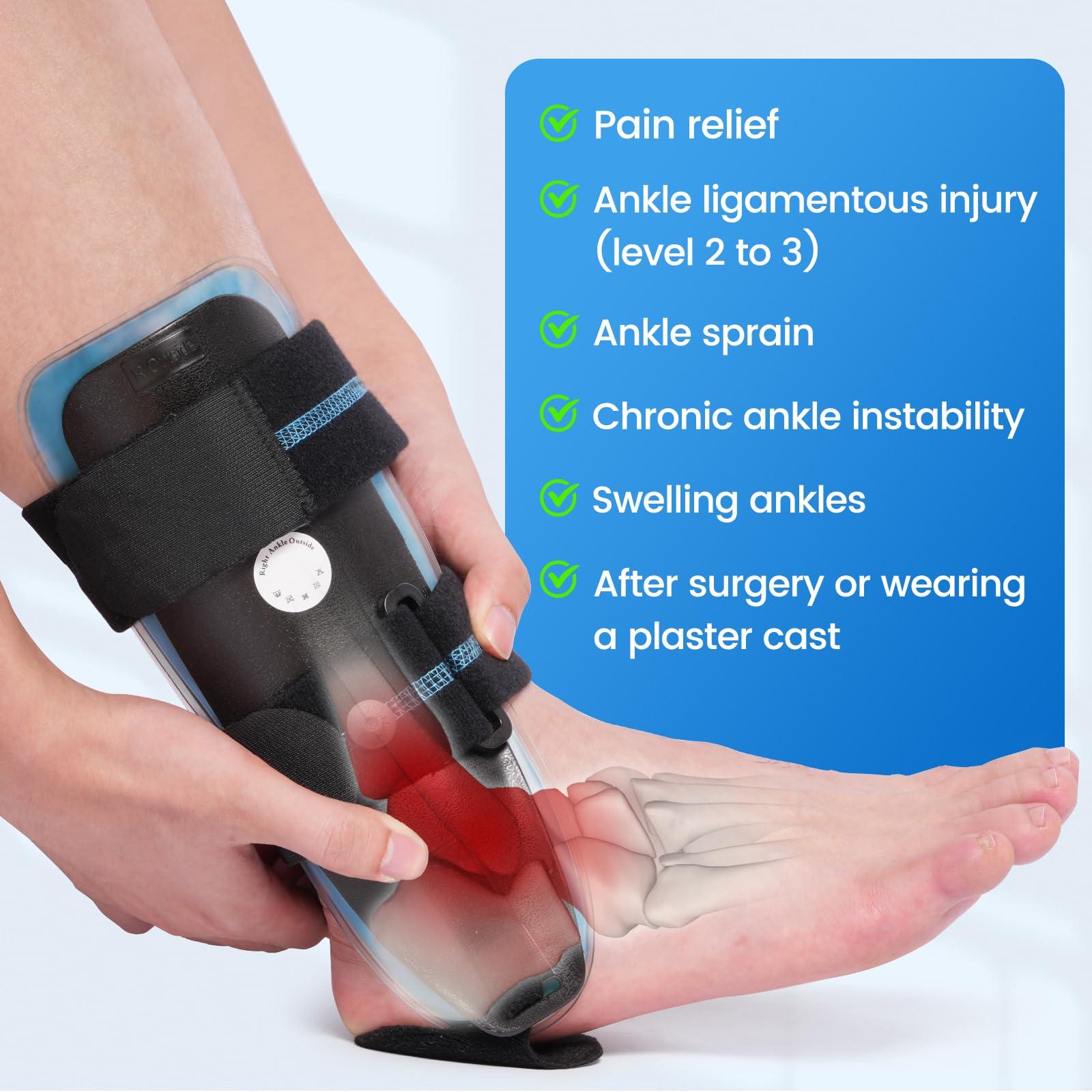Velpeau Velpeau Air Gel Foam Ankle Stabilizer Support Brace for Sprained Ankle, Ligament Injury, Tendonitis, Adjustable Rigid Stirrup Ankle Splint for Women and Men (Gel Version, Large, Left Foot)