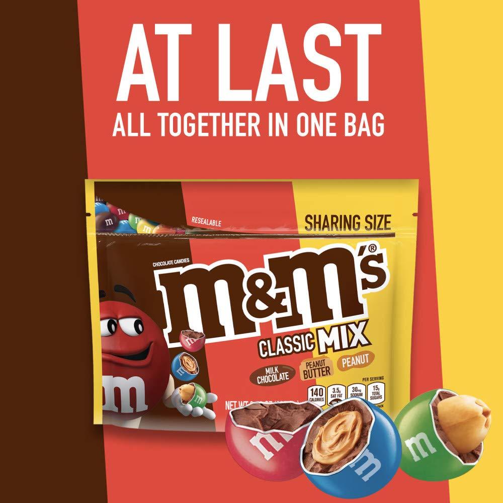 M&M'S M&M\'S Classic Mix of Peanut, Peanut Butter & Milk Chocolate Candy, Sharing Size, 8.3 oz Bags (Pack of 8)