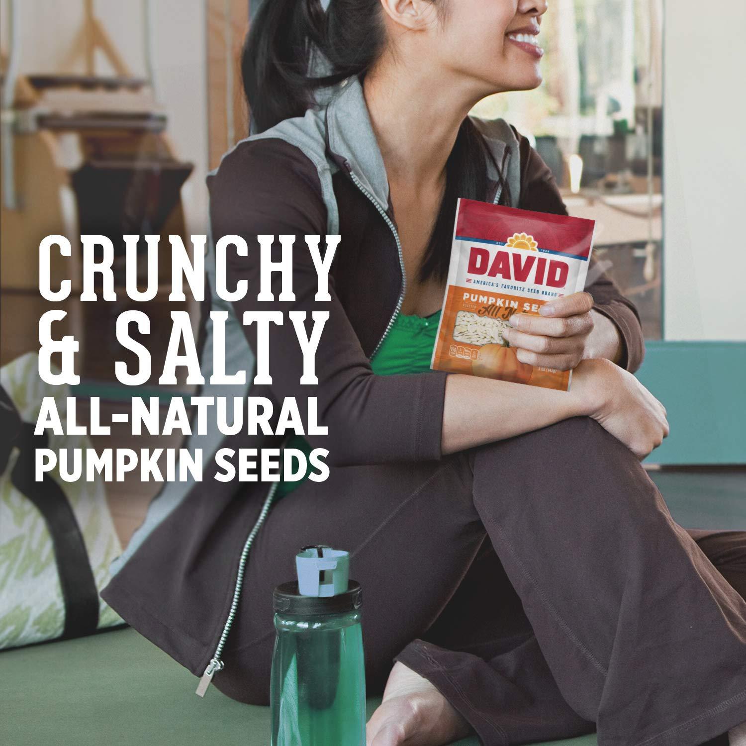 DAVID Seeds DAVID Seeds Salted and Roasted Pumpkin Seeds, Keto Friendly Snack, 5 OZ Bags, 12 Pack