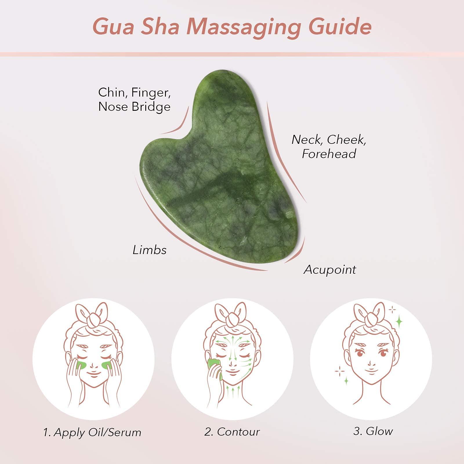 Zoë Ayla Zoe Ayla Gua Sha, Jade, 1 pc - Facial Massager - Firming Gua Sha Facial Tools - Brightens Complexion, Reduces Fine Lines and Wrinkles - Enhances Serum, Moisturizer and Facial Oil Absorption