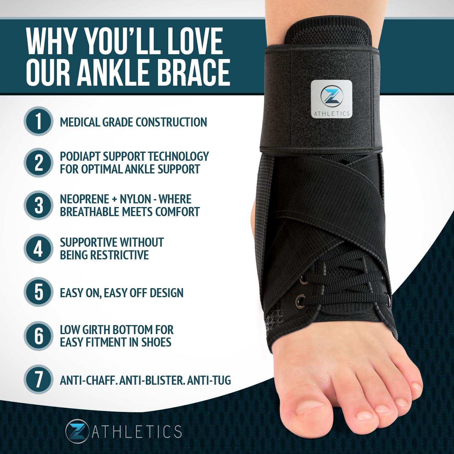 Z ATHLETICS Z ATHLETICS Zenith Ankle Brace, Lace Up Adjustable Support for Running, Basketball, Injury Recovery, Sprain! Ankle Support for Men, Women, and Children
