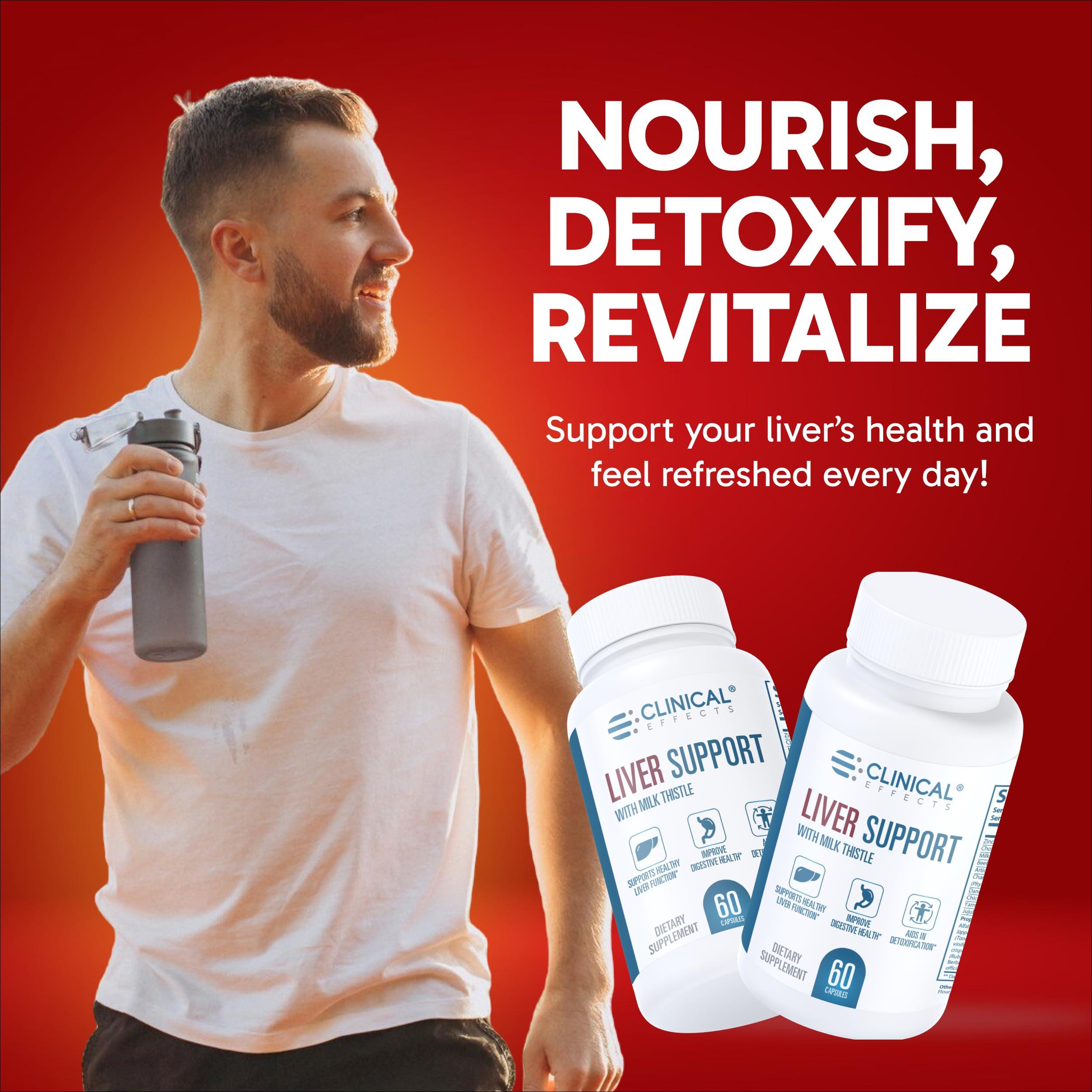Clinical Effects Clinical Effects: Liver Support - Natural Milk Thistle and Zinc Supplement - 60 Veggie Capsules - Helps Detox and Cleanse The Liver - Supports Liver Function and Digestive Health - Made in The USA