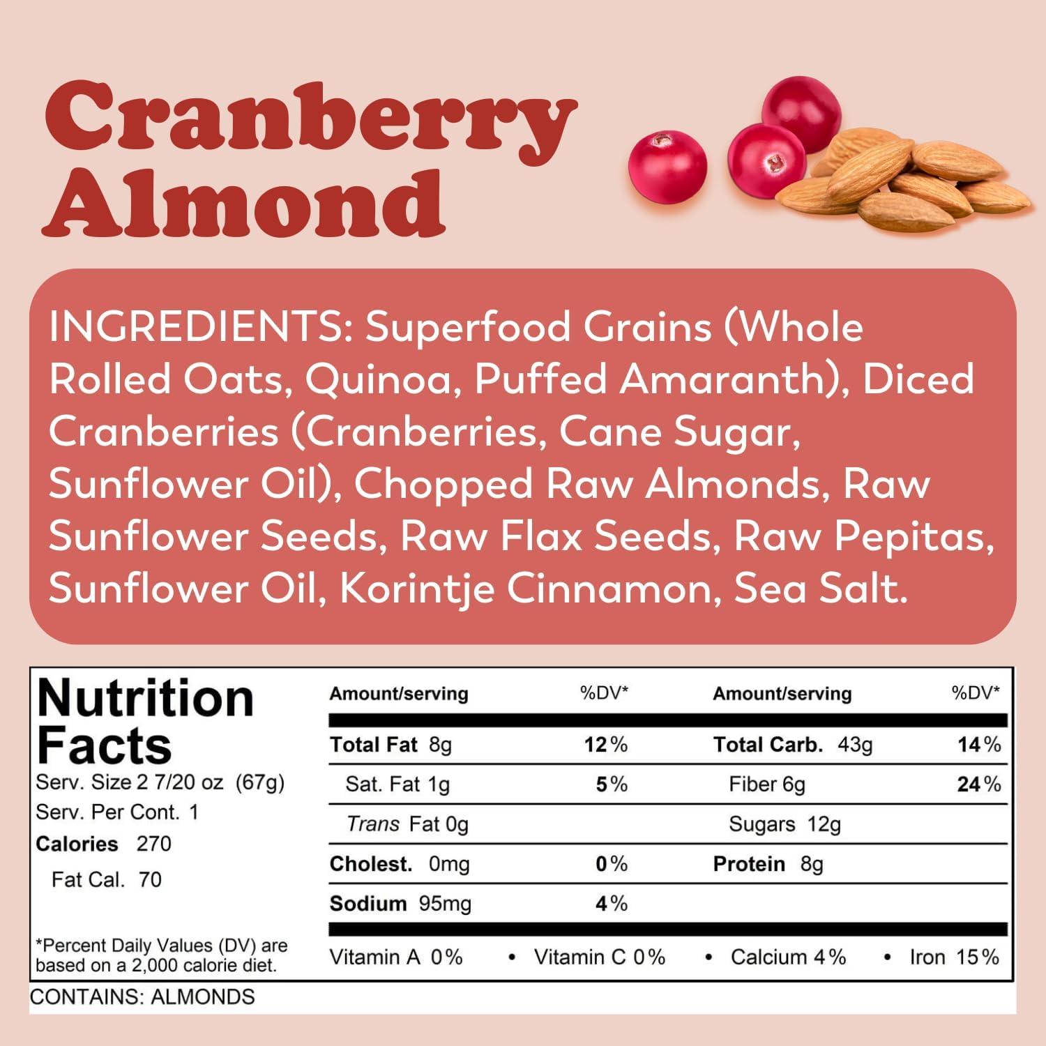 Earnest Eats Earnest Eats Superfood Oatmeal Pantry Bag- Cranberry + Almonds + Flax (Pack of 3)