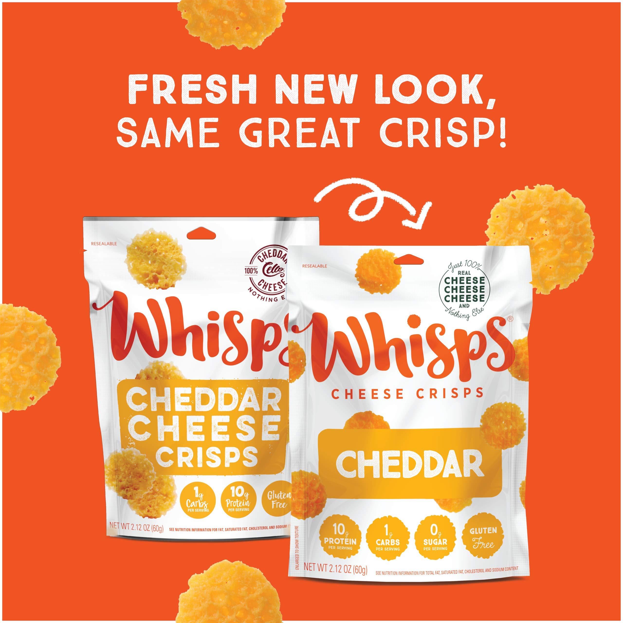 Whisps Whisps Cheese Crisps Cheddar Cheese| Protein Chips | Healthy Snacks | Protein Snacks, Gluten Free, High Protein, Low Carb Keto Food (2.12 Oz, 6 Pack)