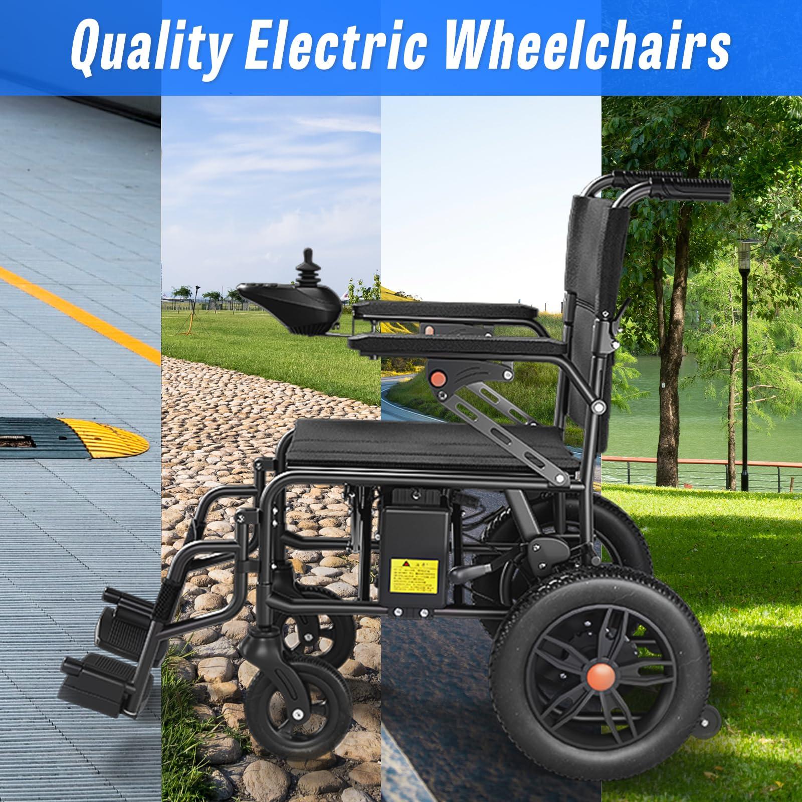 DAHAIY Electric Wheelchair for Adults - 10 Miles Long Travel Range, Lightweight Folding, Motorized Power Chair for Indoor/Outdoor Mobility - Compact Size - Matte Black