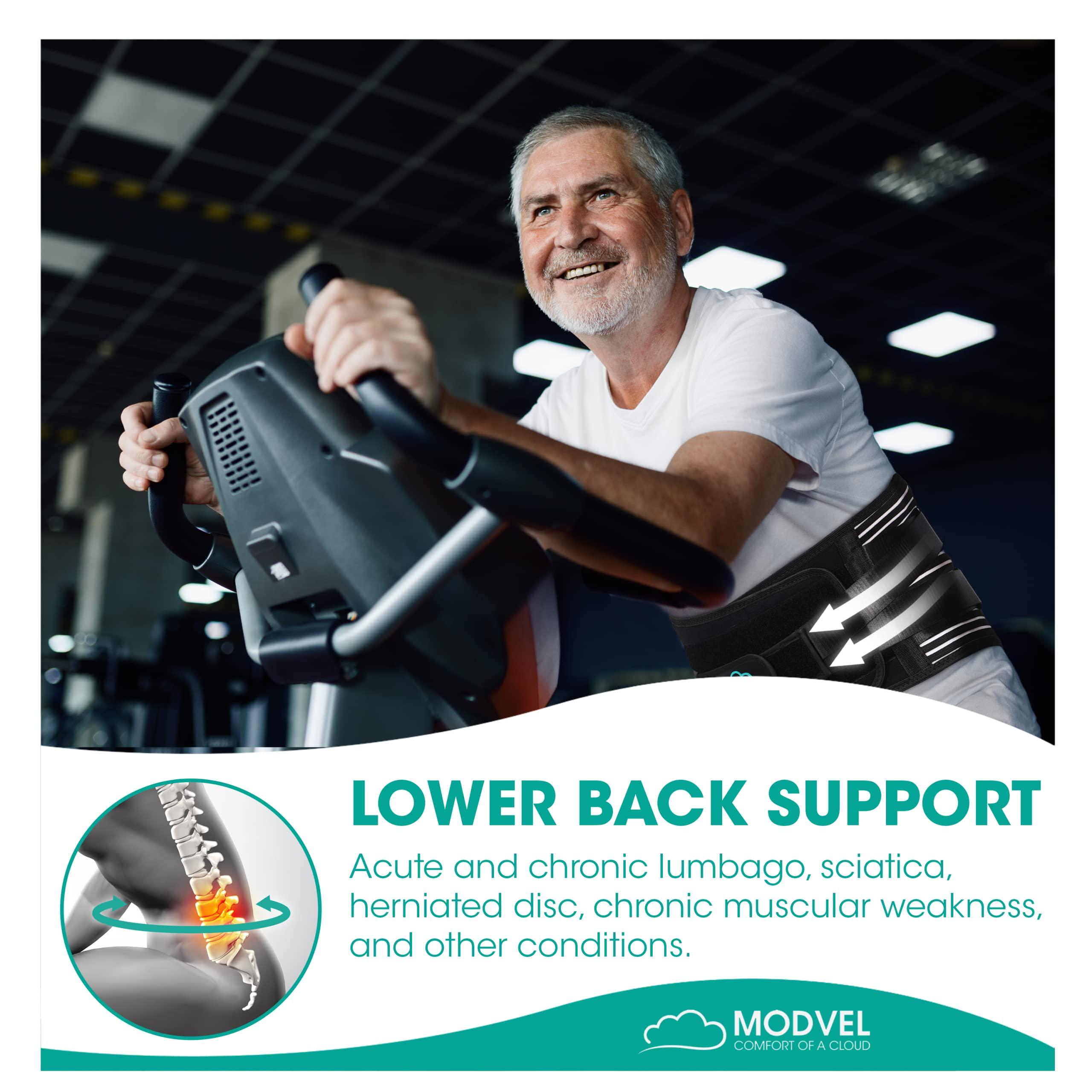 Modvel Modvel Back Braces for Lower Back Pain Relief with 6 Stays, Breathable Back Support Belt for Men/Women for work, Anti-skid lumbar support belt with 16-hole Mesh for sciatica (M)