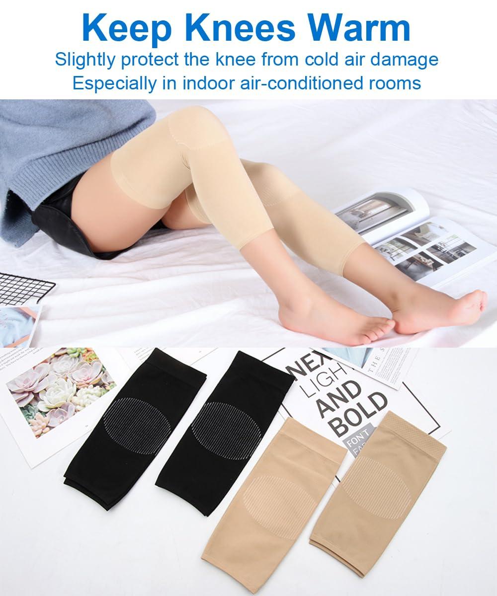SUJAYU SUJAYU 1 Pair Knee Compression Sleeves for Women & Men, Lightweight Thin Knee Sleeves for Knee Pain Relief, Knee Warmers Knee Brace Undersleeve Dancer Knee Pads, Knee Brace for Daily Use (Beige)
