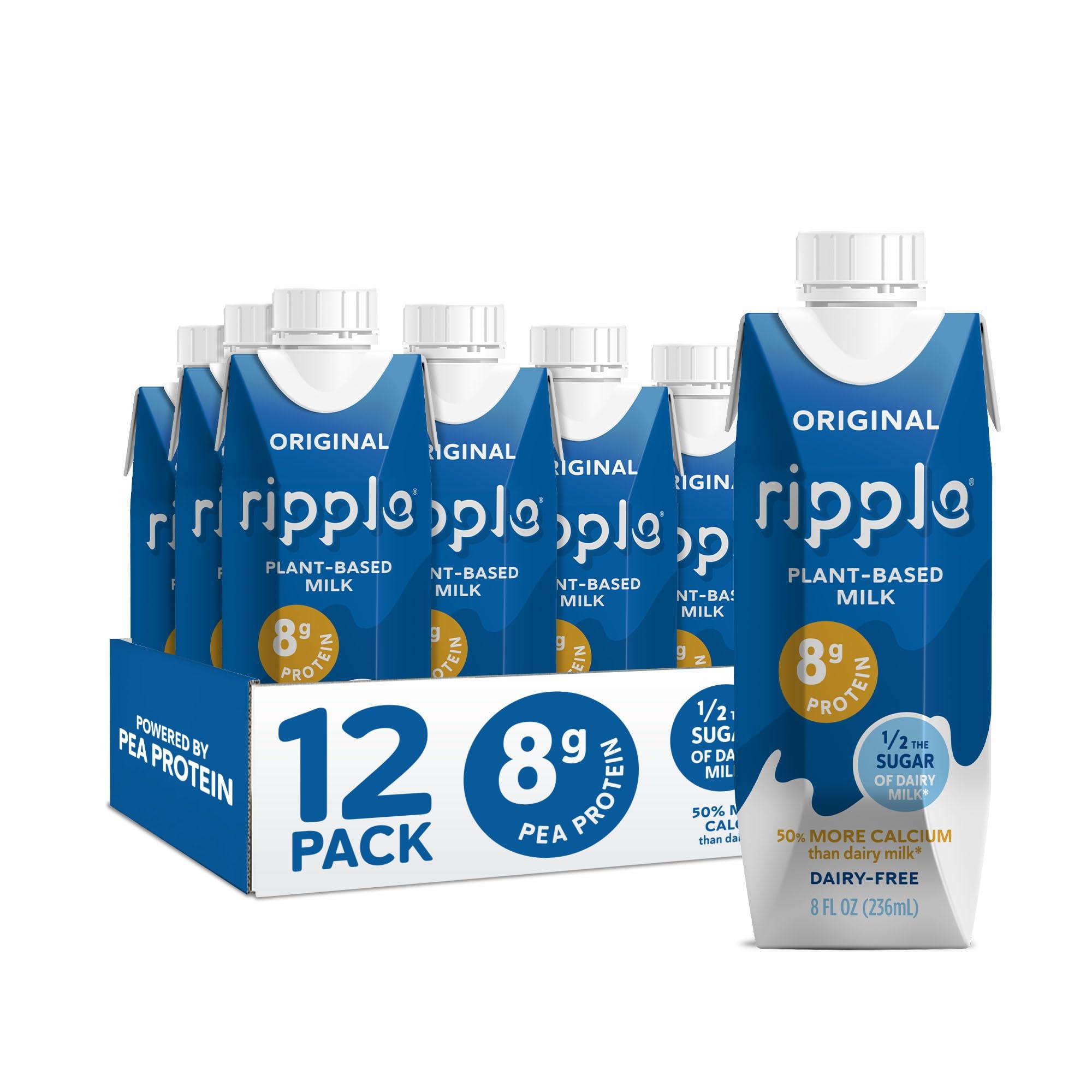 Ripple Ripple Vegan 8 oz Dairy-Free Milk, Vanilla (12 Pack) & Ripple Vegan 8 oz Dairy-Free Milk, Original (12 Pack) | 24 Pack