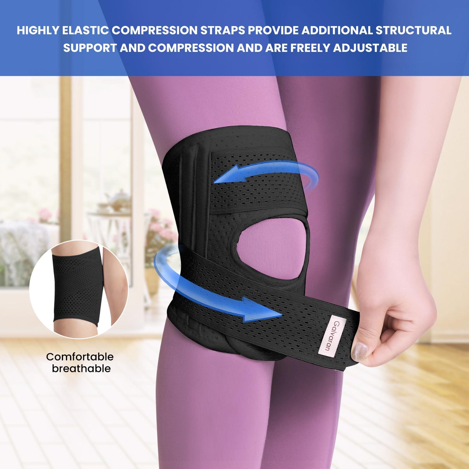 Galvaran Galvaran Knee Brace for Women & Men with Side Stabilizers Upgraded for Meniscus Tear, ACL, MCL Arthritis Knee Pain Relief, Adjustable Breathable Injury Recovery Knee Support