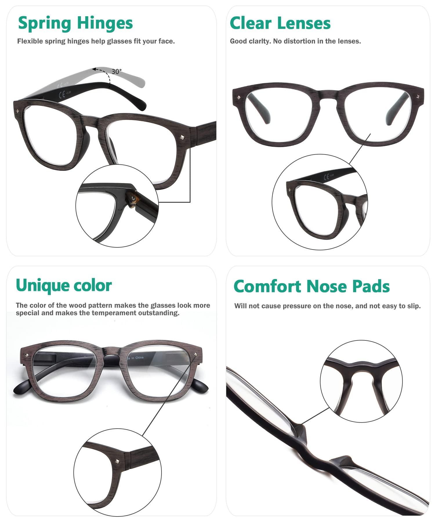 Eyekepper Eyekepper Reading Glasses Professor Vintage Stylish Square Oversized Readers Men Women Anti-Grey +2.0