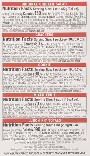 Bumble Bee Bumble Bee Lunch On The Run Chicken Salad with Crackers Kit, 8.2 oz - Ready to Eat, Includes Crackers, Cookie & Mixed Fruit - Shelf Stable & Convenient Source of Protein