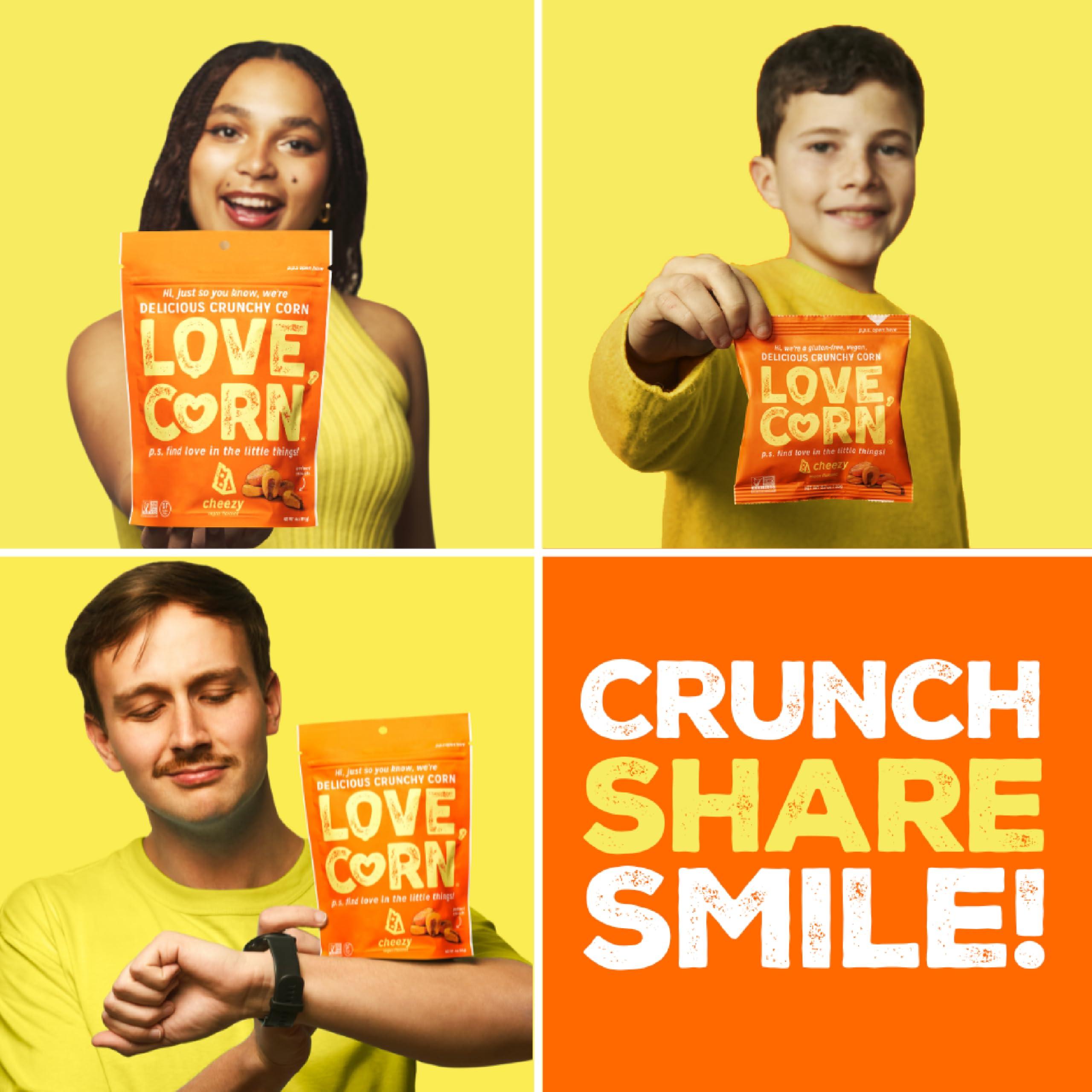 LOVE CORN LOVE CORN Cheezy 4oz x 1 bag - Delicious Crunchy Corn - Healthy Family Snacks - Gluten Free, Kosher, NON-GMO - Alternative for Chips, Nuts, Crackers & Pretzels - Perfect for Charcuterie Boards