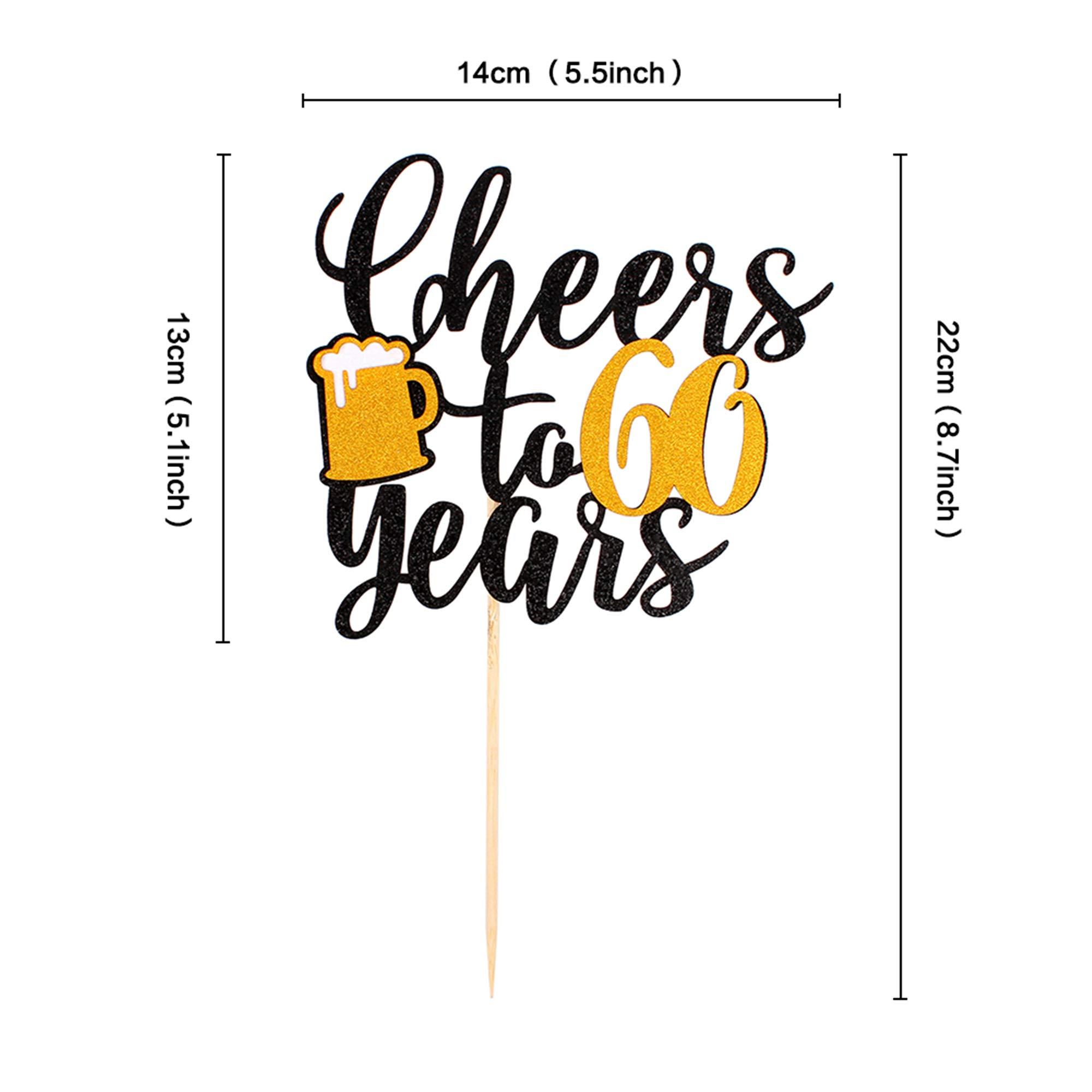 UNIMALL 60 Years Cake Topper - Gold Glitter 60th Birthday, Wedding Anniversary Cake Topper Picks Party Decoration