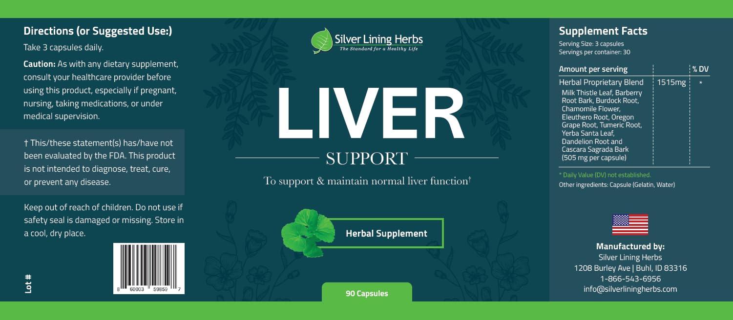 Silver Lining Herbs Silver Lining Herbs Liver Support - Herbal Support to Help Maintain Liver Health - Natural Liver Care to Support Immune System and Allergies - 90 Capsules