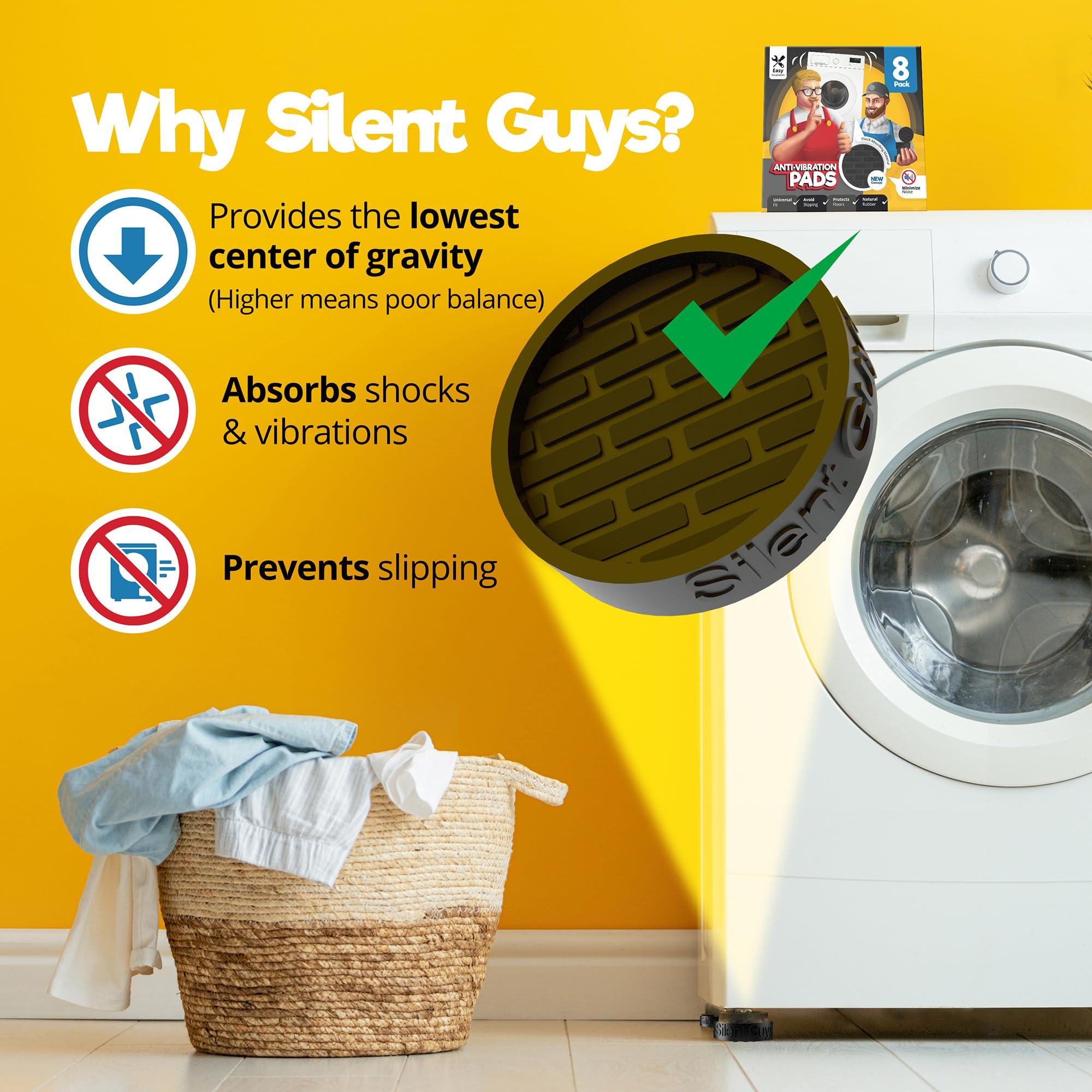MagiLint Silent Guys Anti Vibration Pads for Washing Machine - 8 Pack Washing Machine Anti Vibration Pads Vibration Isolation Pads Washing Machine Shock Absorber Washing Machine Leveling Feet