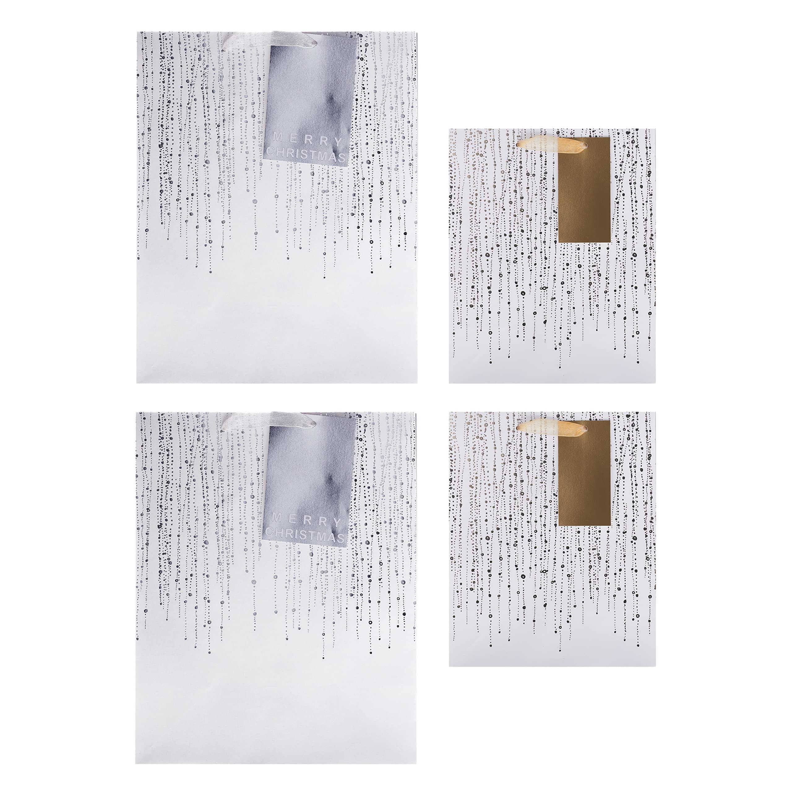 Hallmark Hallmark Gift Bags, Gift Bags for Presents, Pack of 3, Festive Designs, Christmas, Silver, Gold