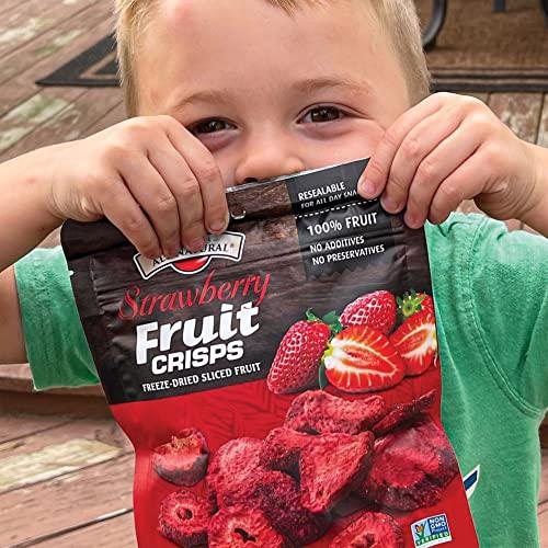Brothers-ALL-Natural Brothers All Natural, Strawberry Freeze Dried Fruit Crisps, Gluten Free, Non-GMO, Nothing Added, 1 oz. Resealable Pouch (Pack of 8)