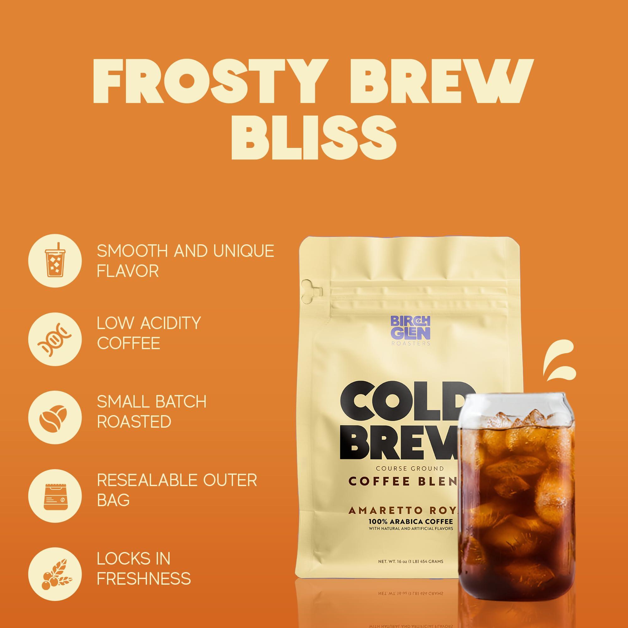 kitchentoolz Birch Glen Roasters Cold Brew Coffee | Flavored Coarse Ground Coffee | Medium Roast | Artisanal Roasting | 100% Arabica |1 LB Bag | French Toast