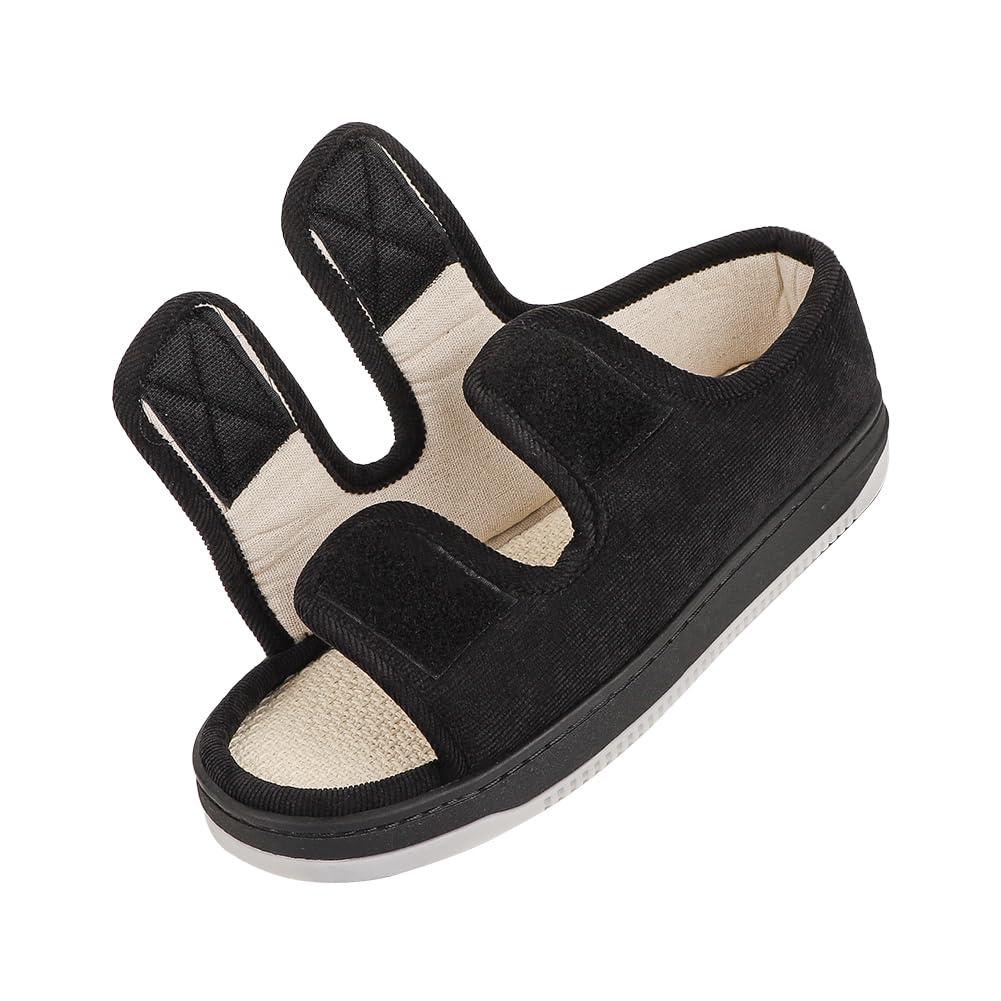ITODA Diabetic Swollen Sandals for Men Women Wide Width Edema Adjustable Extra Wide Open Toe Diabetic Slippers for Swollen Feet Arthritis Elderly Swelling Neuropathy Lymphedema Surgery Recovery Footwear