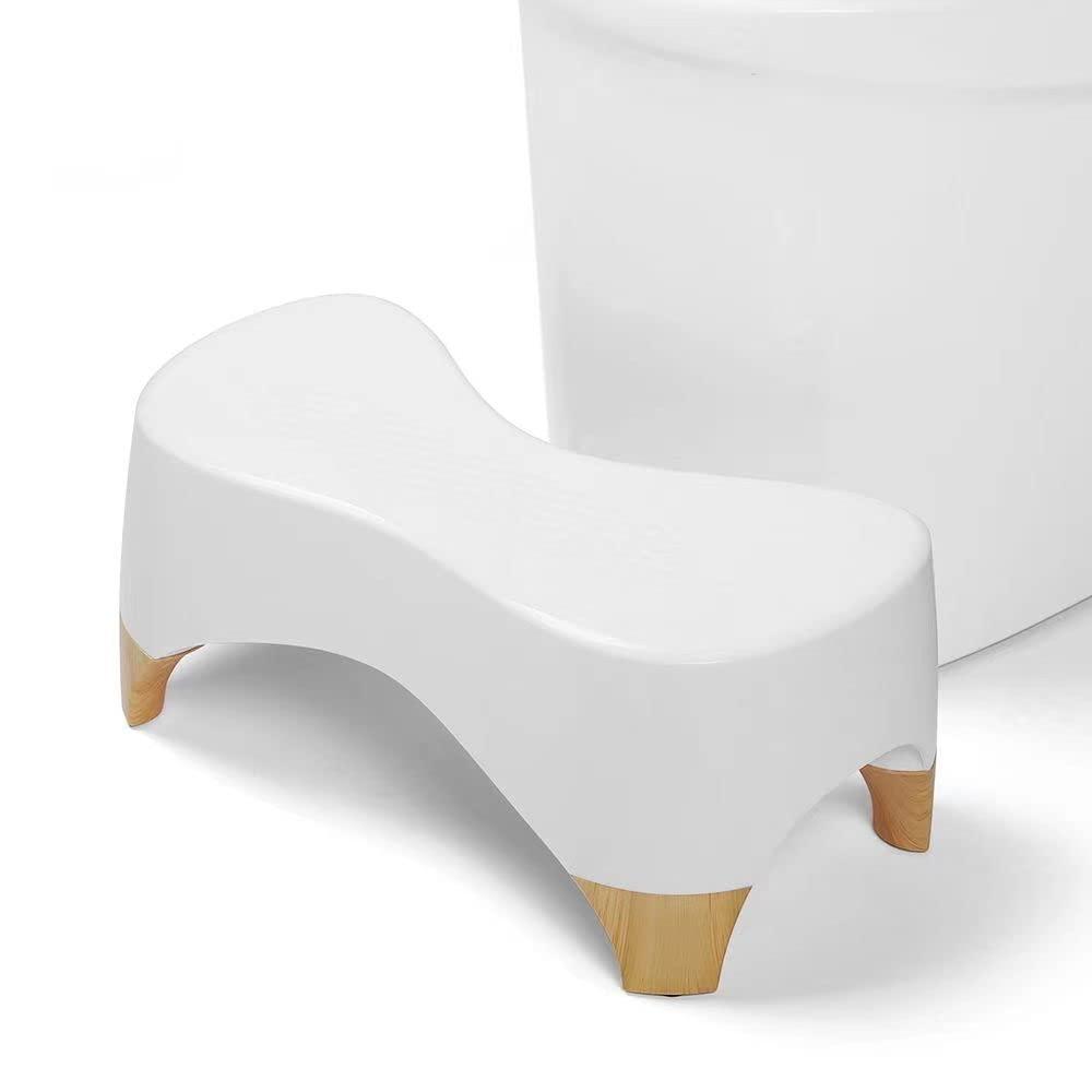 GLIGAM Toilet Stool,Gligam Poop Stool for Bathroom,Bearing 550 lbs Weight,Toilet Step Stool, Potty Stool for Adults and Kids,Non-Slip Simple Design,7" Tall (White/Bamboo Color)