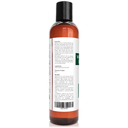 velona Velona Wild Alaskan Salmon Oil - 8 oz | 100% Pure Refined Oil | for Dogs & Cats - Supports Joint Function | Omega 3 Liquid Food Supplement for Pets - Natural EPA + DHA Fatty Acids for Skin & Coat