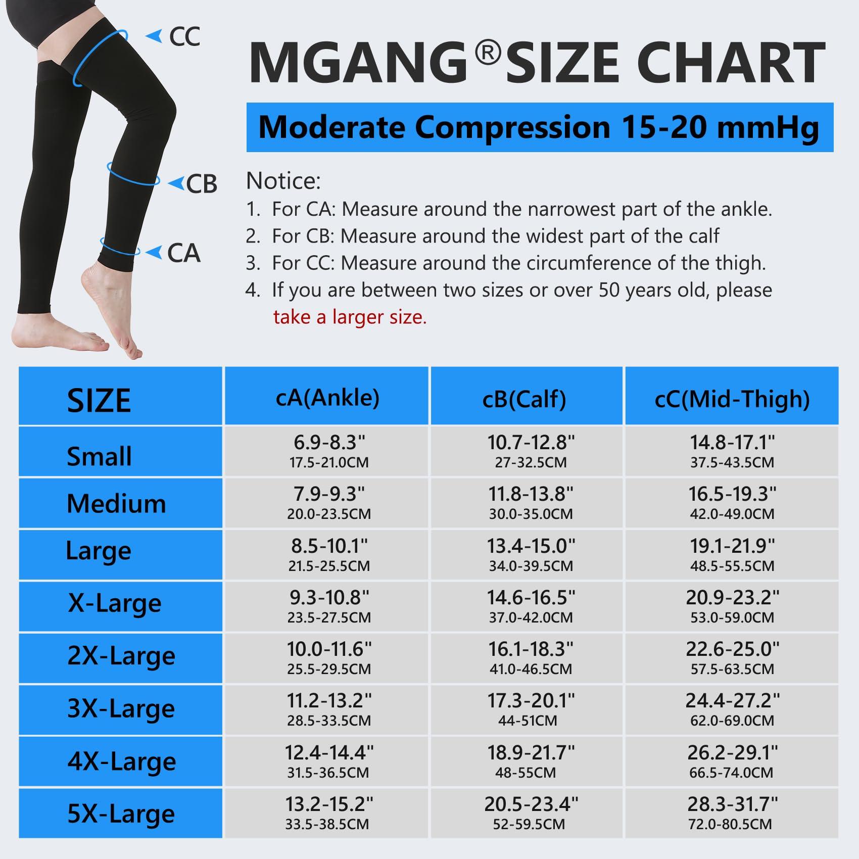 MGANG MGANG Plus Size 5XL Extra Wide Ankle and Silicone Band, 15-20 mmHg Medical Compression Stockings for Men & Women, Full Leg Support for Varicose Veins, Edema, Travel, Flight, Pregnant, Beige