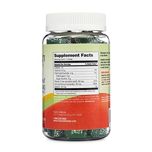 Fusion Lifestyle Fusion Lifestyle Iron Supplement for Women and Men, Watermelon Flavored Iron Soft Chew Plus Vitamin C for Iron Deficiency and Anemia, 1 Month Supply, 30 Count