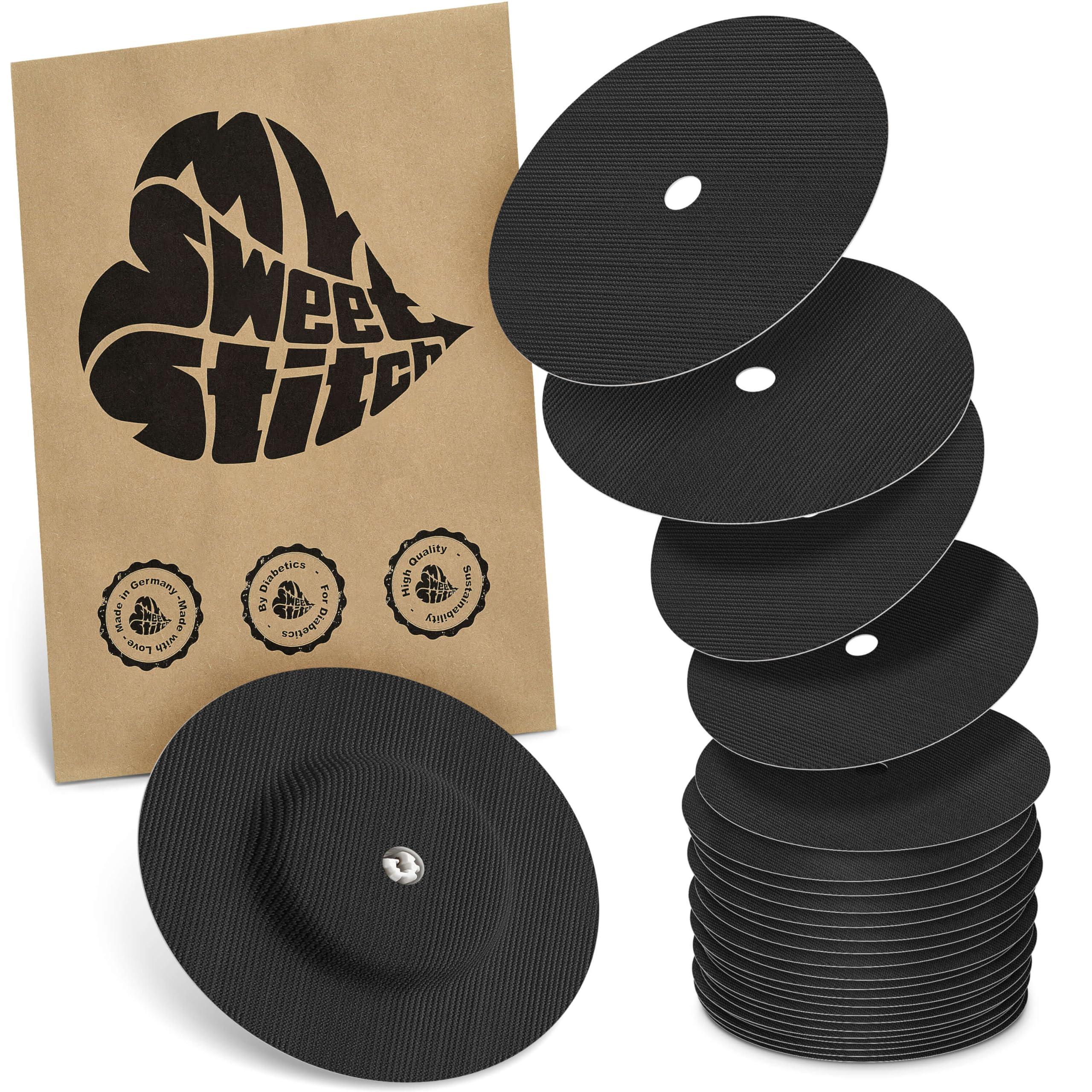 MySweetStitch MySweetStitch - 10-Pack Freestyle Libre 1/2 Sensor Covers Waterproof with Ventilation Hole Round Black - Lasts up to 14 Days, sweatproof Adhesive Patches pre-Cut & Full Cover Made in Germany