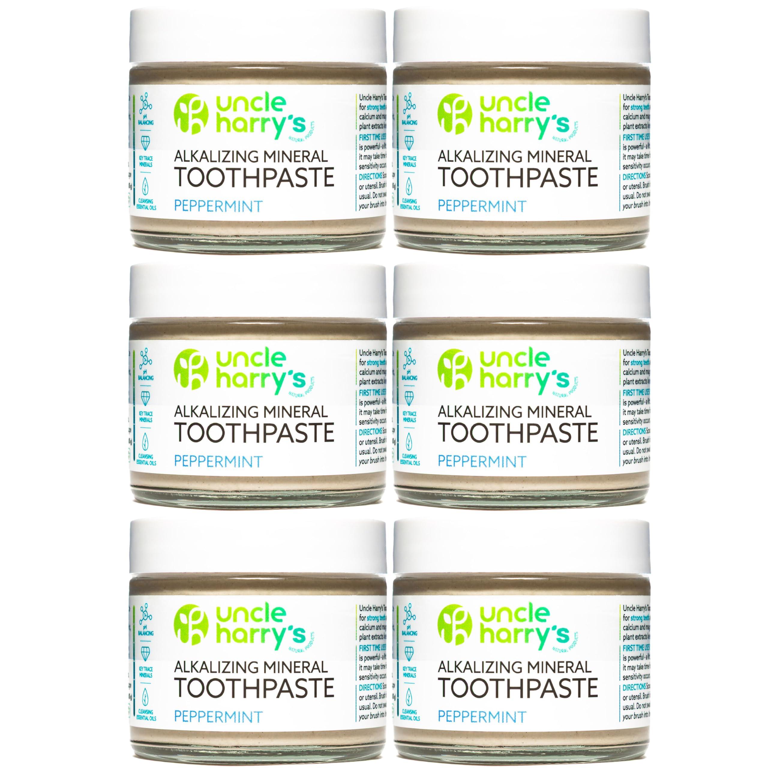 Uncle Harry's Uncle Harry's Natural & Fluoride-free Remineralizing Toothpaste - Freshens Breath & Strengthens Enamel - Peppermint, 3 Ounce (Pack of 6)