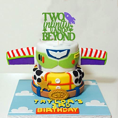 HEETON Two Infinity and Beyond Cake topper Light year Toy Inspired Story 2nd Buzz Birthday Party Supplies Decorations Photo Prop for Girl Boy Baby Bday
